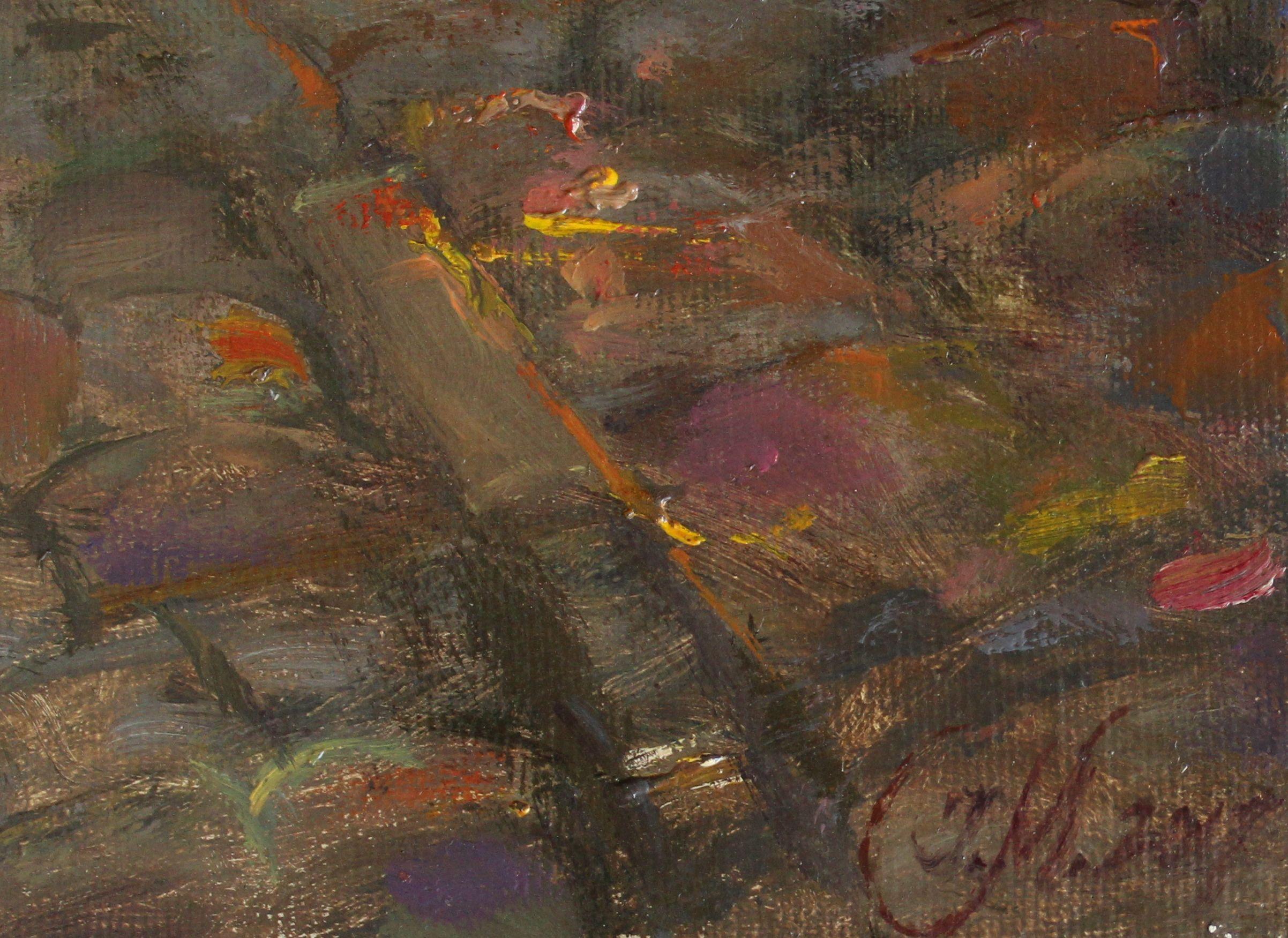 Nuoto al tramonto. 2005. Tela, olio, 90x70 cm in vendita 7