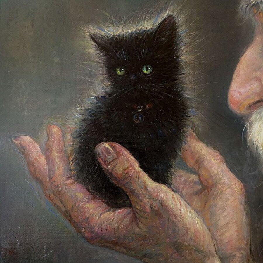 El regalo. 2018, óleo sobre lienzo, 70x60 cm - Painting de Igor Maikov