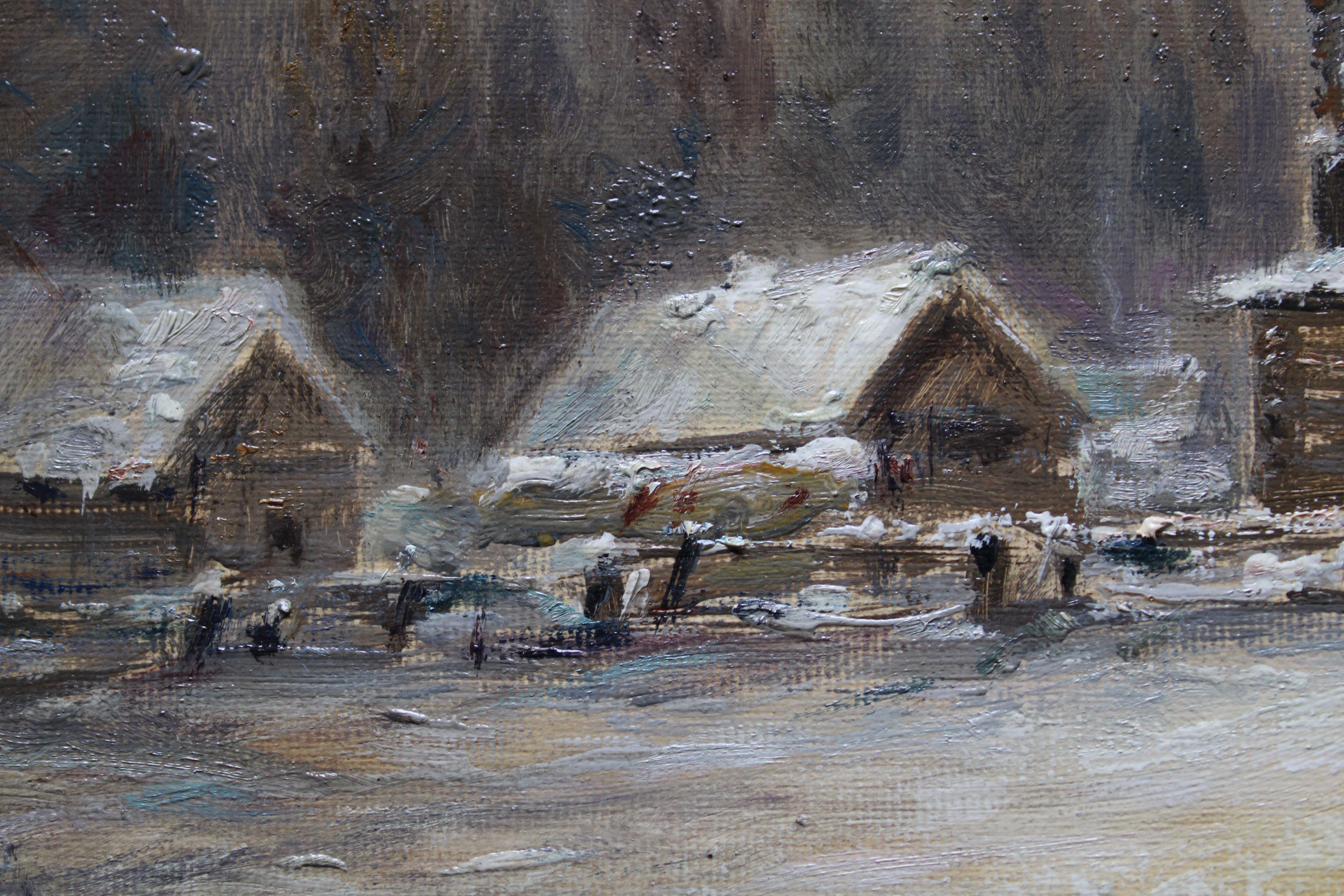 Winter evening. Church  2011. Oil on canvas. 40x50 cm - Painting by Igor Maikov