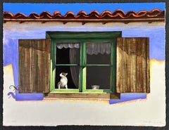 A Cat After A Fly 1991 Screen Print on Heavy Paper Signed Art