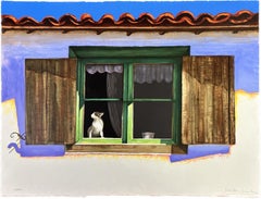 Un gatto che insegue una mosca 1991 Serigrafia su carta pesante Arte firmata
