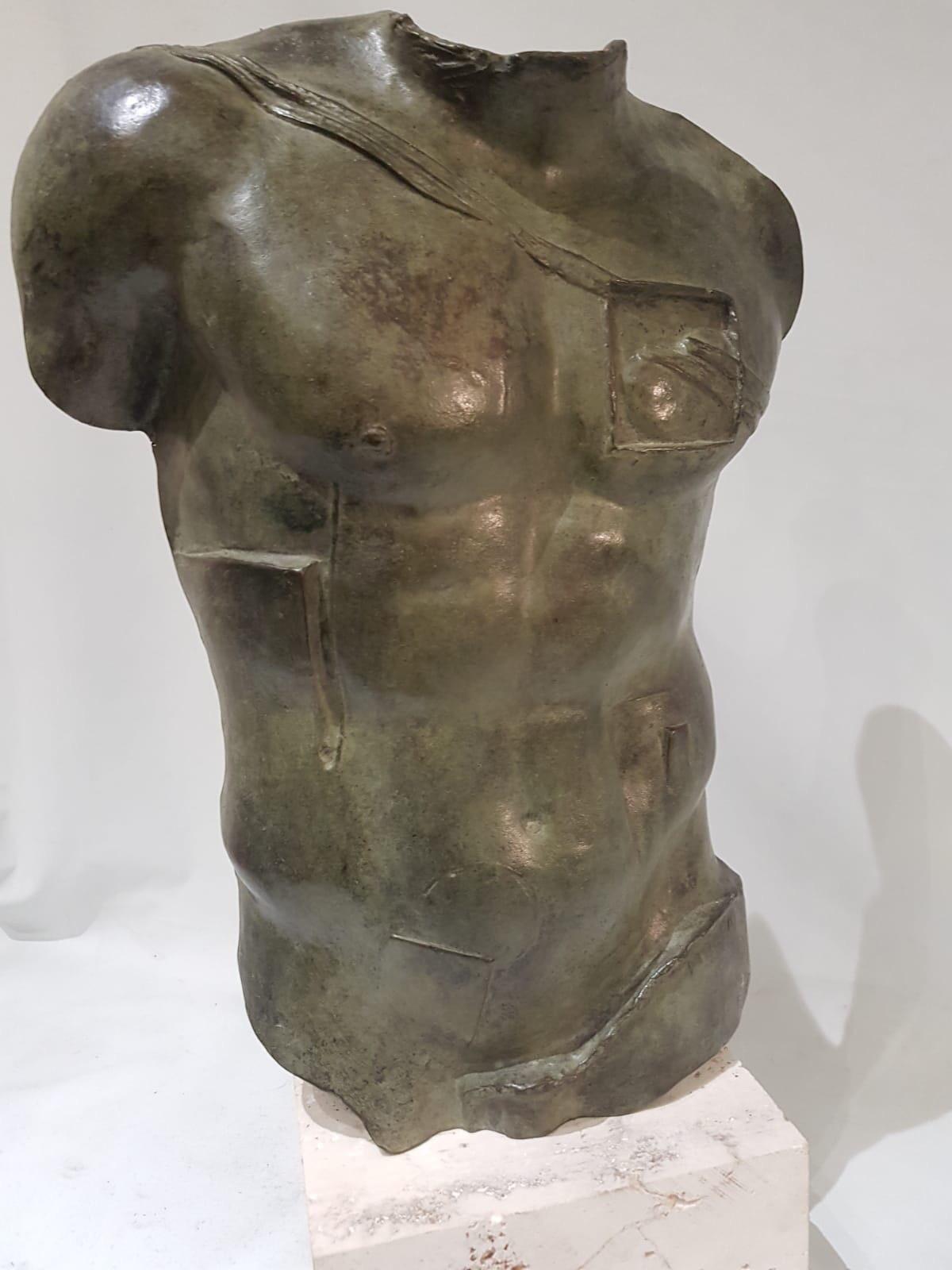 Igor Mitoraj (1944-2014)
“Persée” Torso in bronze with a green nuanced patina. The patina is especially beautiful and the quality of the cast also.
Signed Igor Mitoraj and numbered D300/1000 HC
White stone base.
The bronze comes with its