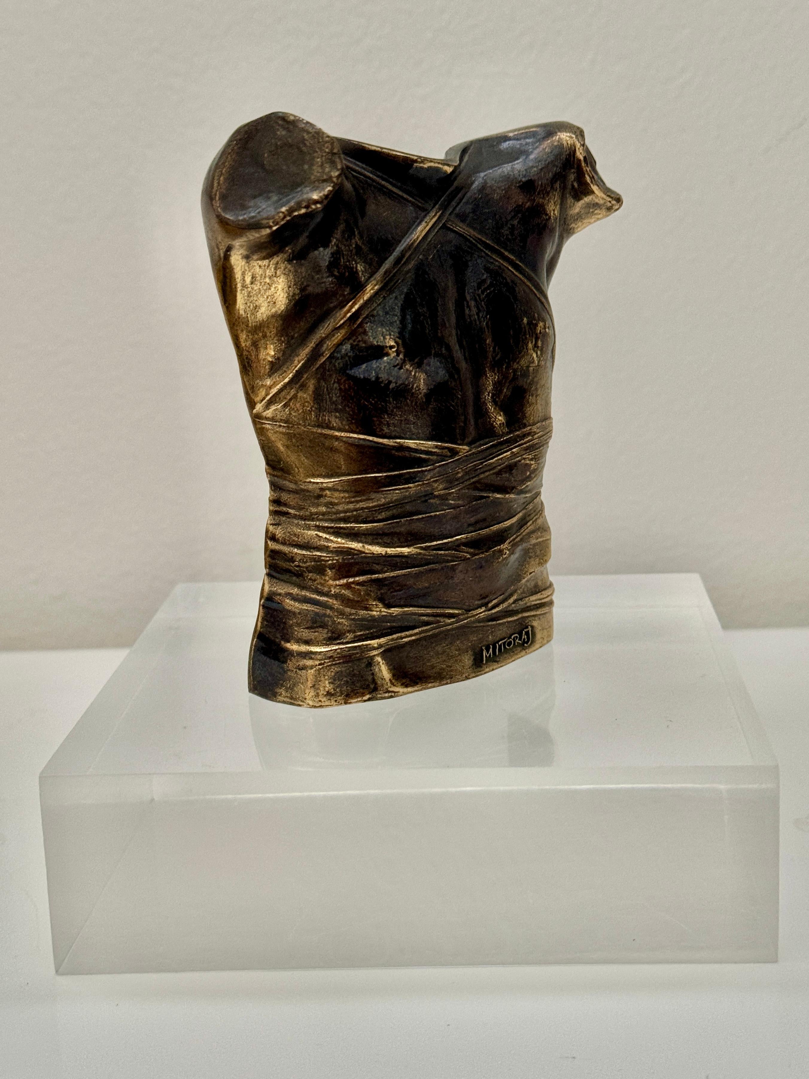 Petite sculpture de torse en bronze Cuirasse en vente 2