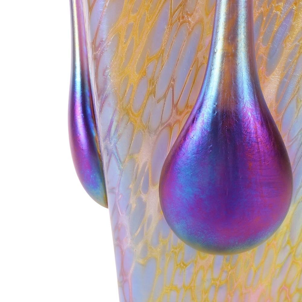 Czech Igor Muller Bohemian Art Deco Loetz Style Art Glass Vase - Applied Pod Design