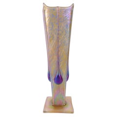 Igor Muller Bohemian Art Deco Loetz Style Art Glass Vase - Applied Pod Design