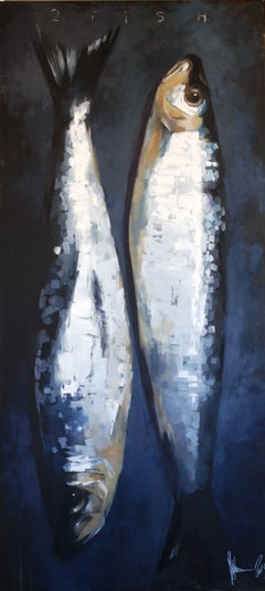 2 fish., Painting, Oil on Canvas