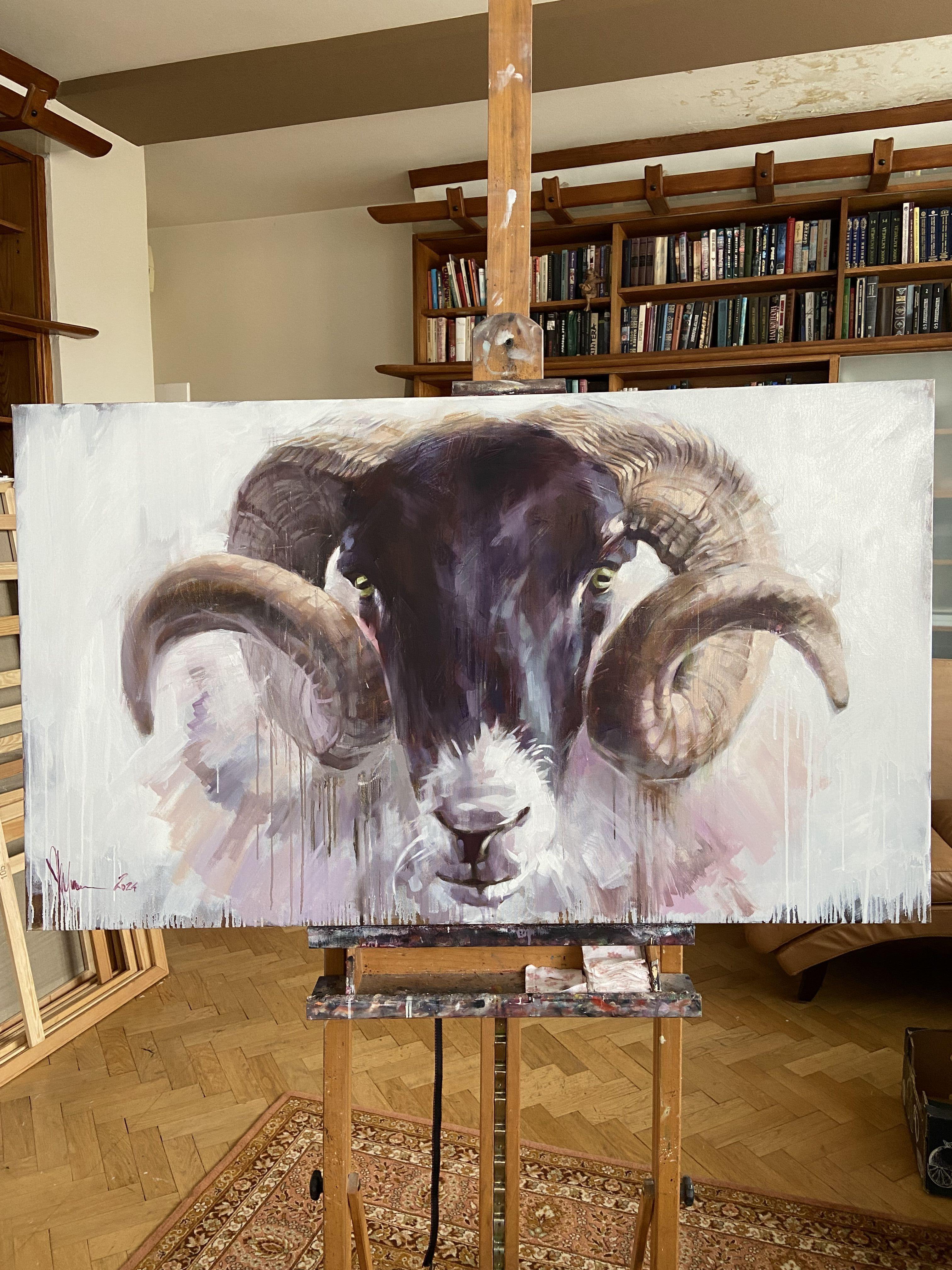 Cabra con cabeza negra, Pintura, Óleo sobre lienzo - Painting Expresionista de Igor Shulman