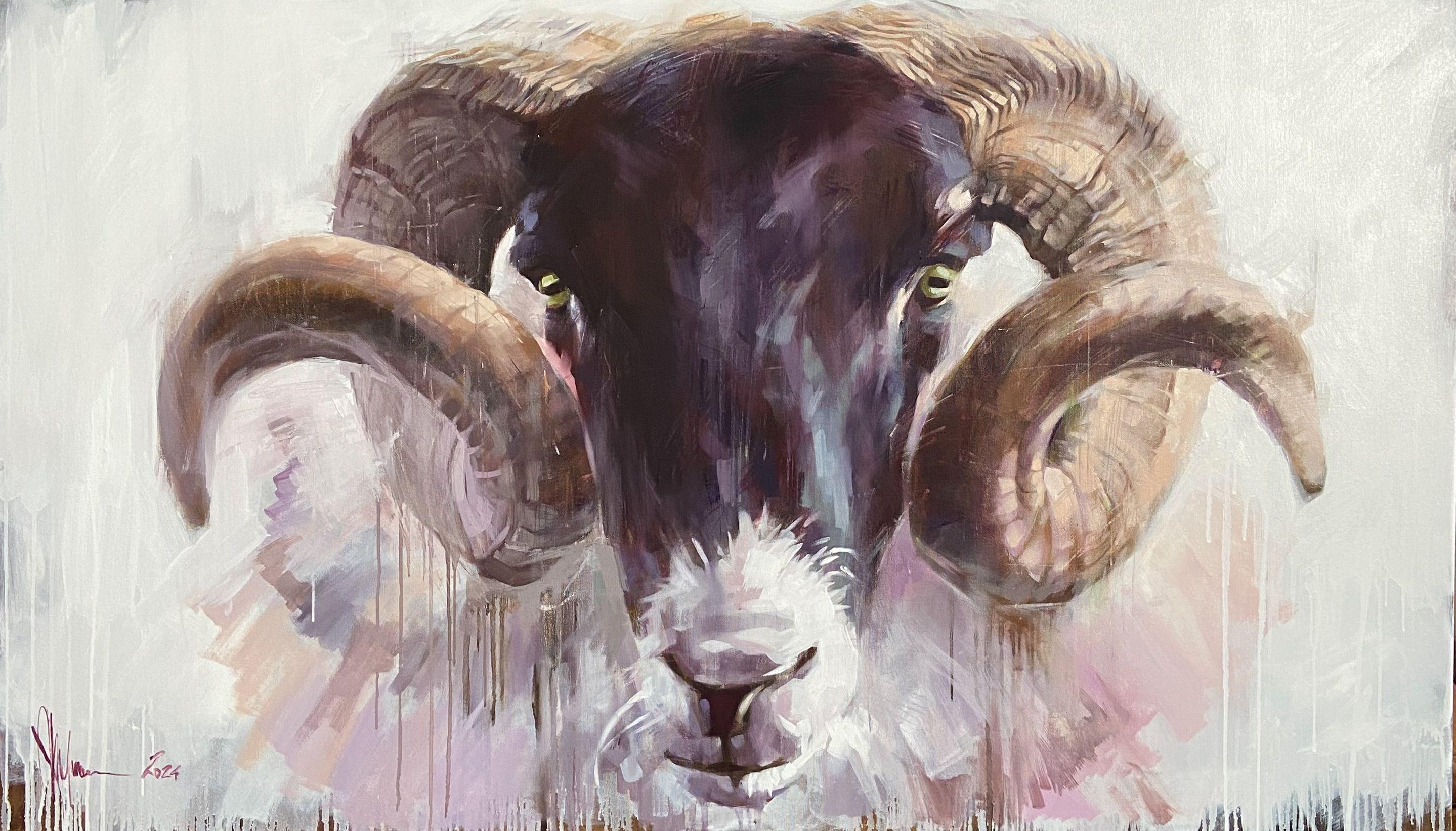 Cabra con cabeza negra, Pintura, Óleo sobre lienzo - Painting de Igor Shulman