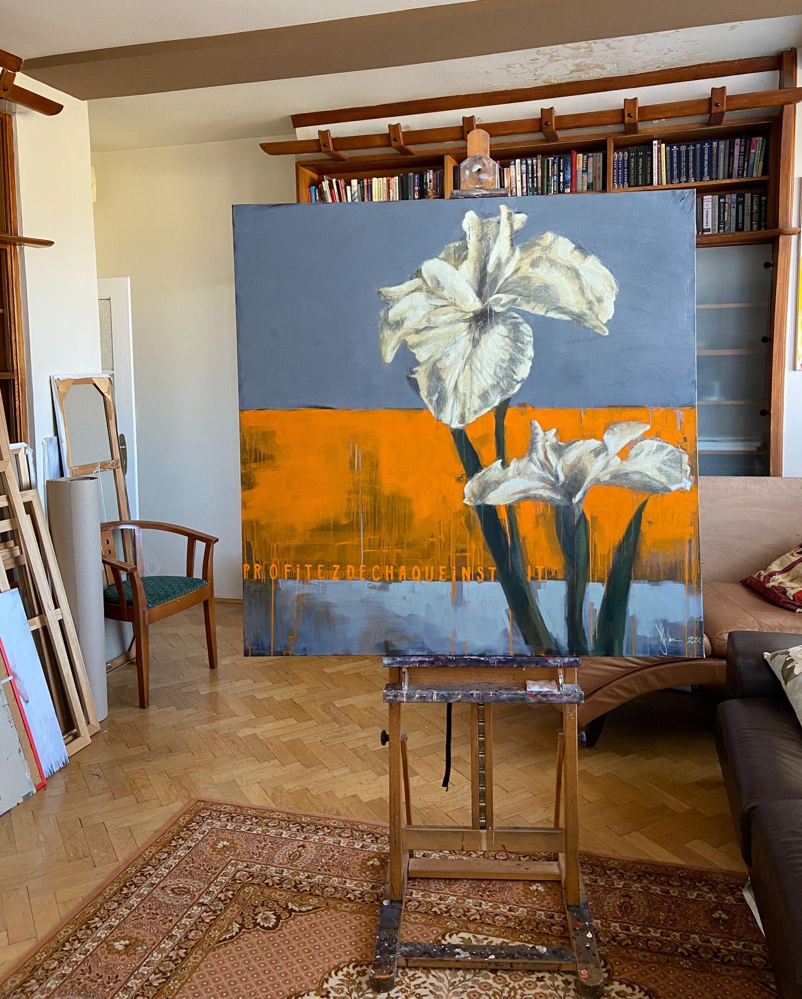 About of irises., Painting, Oil on Canvas For Sale 1