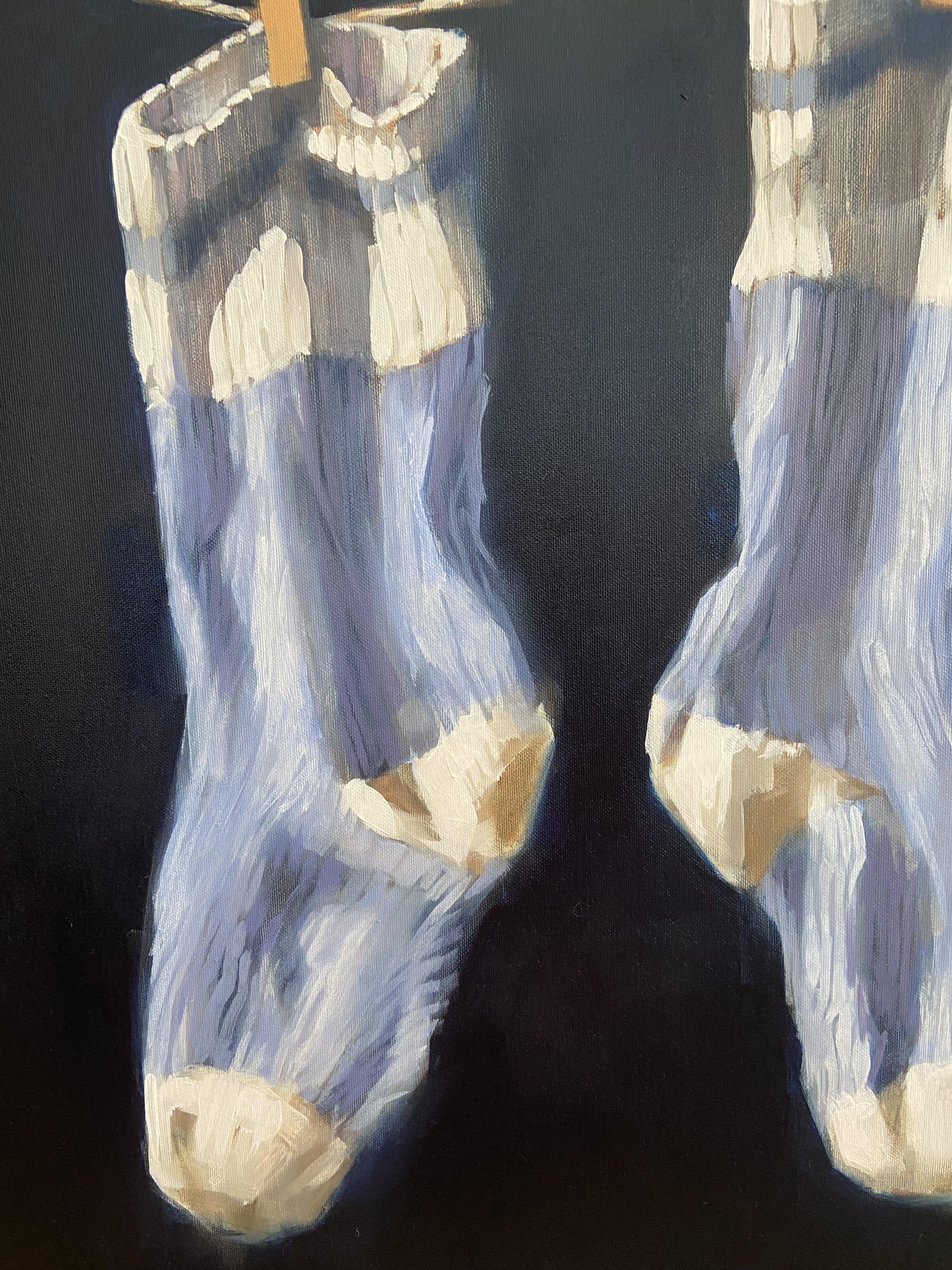 A propos des chaussettes, peinture, huile sur toile en vente 1