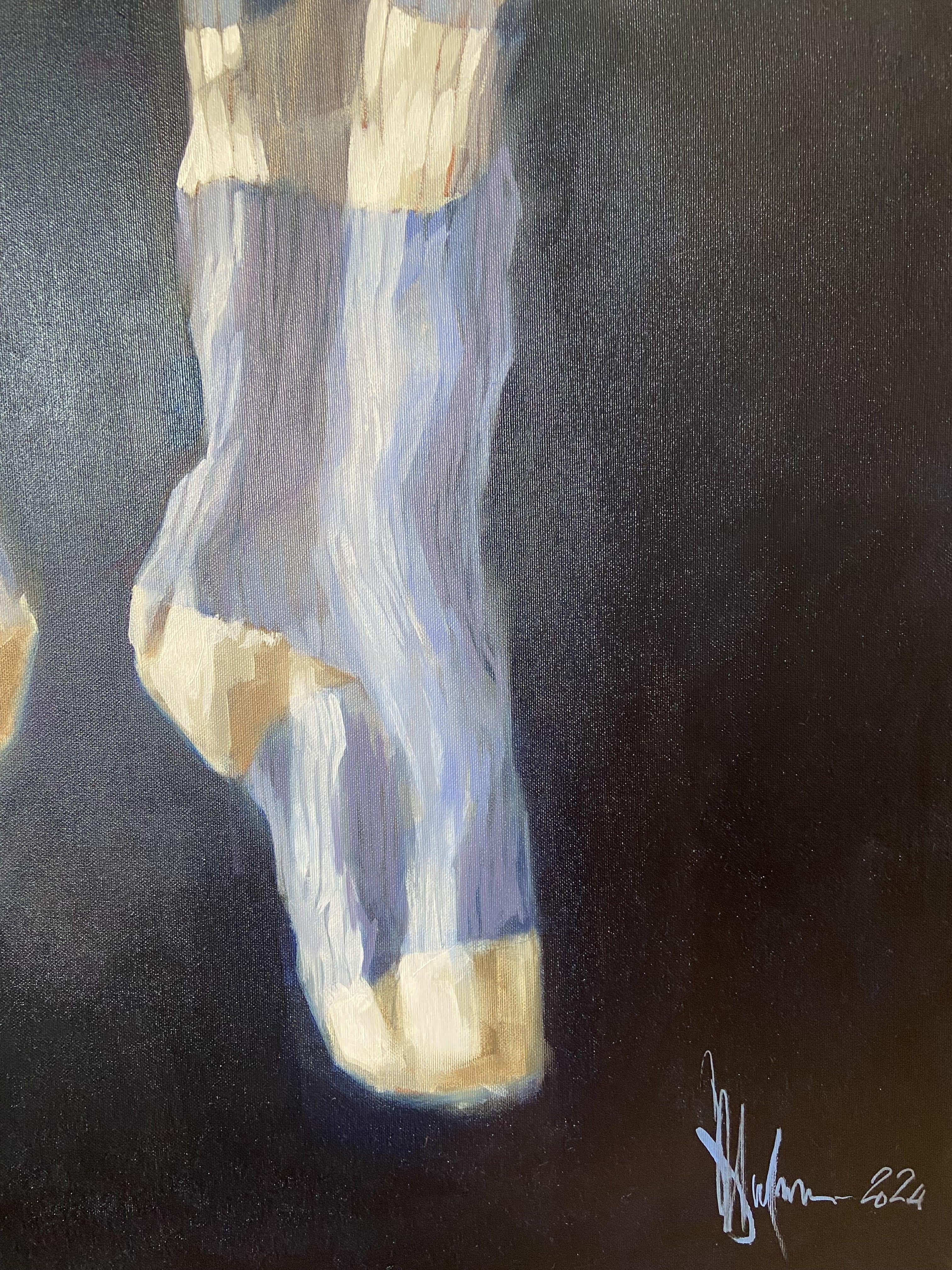 A propos des chaussettes, peinture, huile sur toile en vente 2