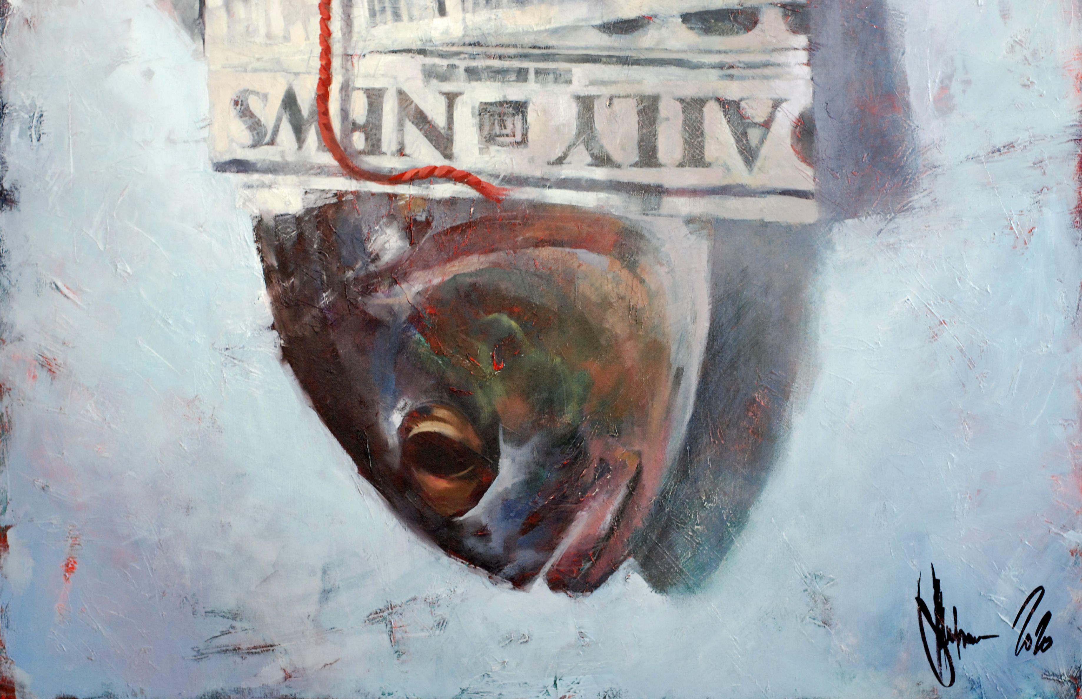 Cattive notizie, Pittura, Olio su tela - Painting Contemporaneo di Igor Shulman