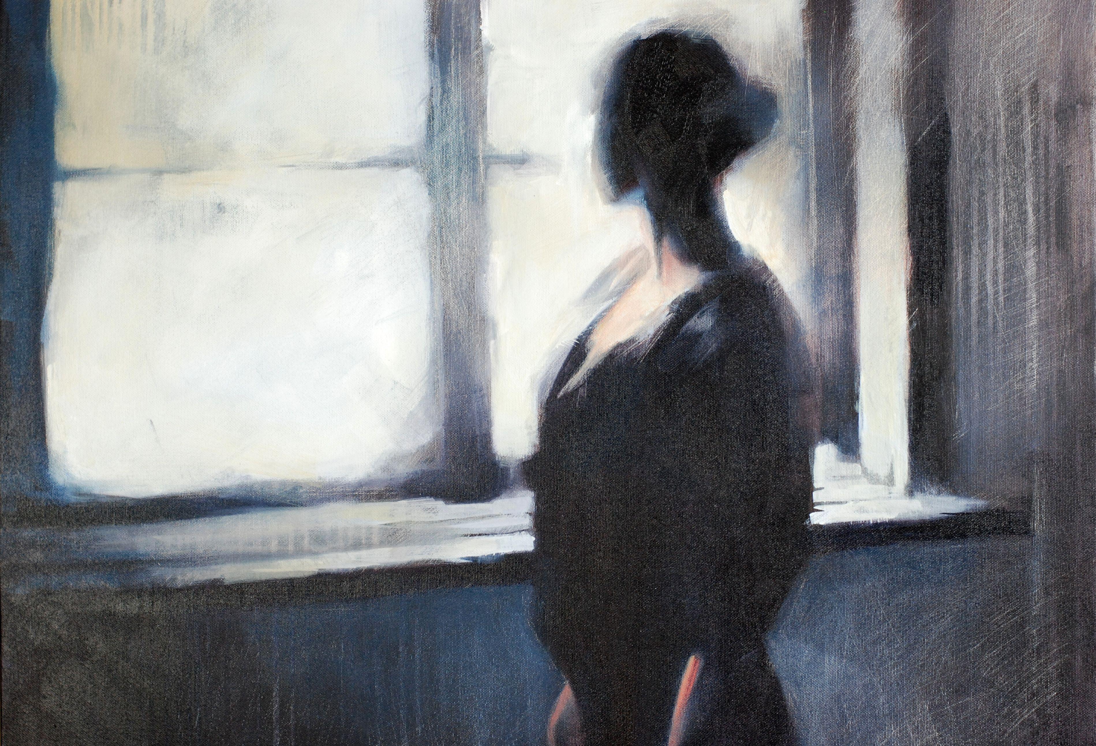 Aspettative. Allegoria., Pittura, Olio su tela - Figurative Painting Nero di Igor Shulman