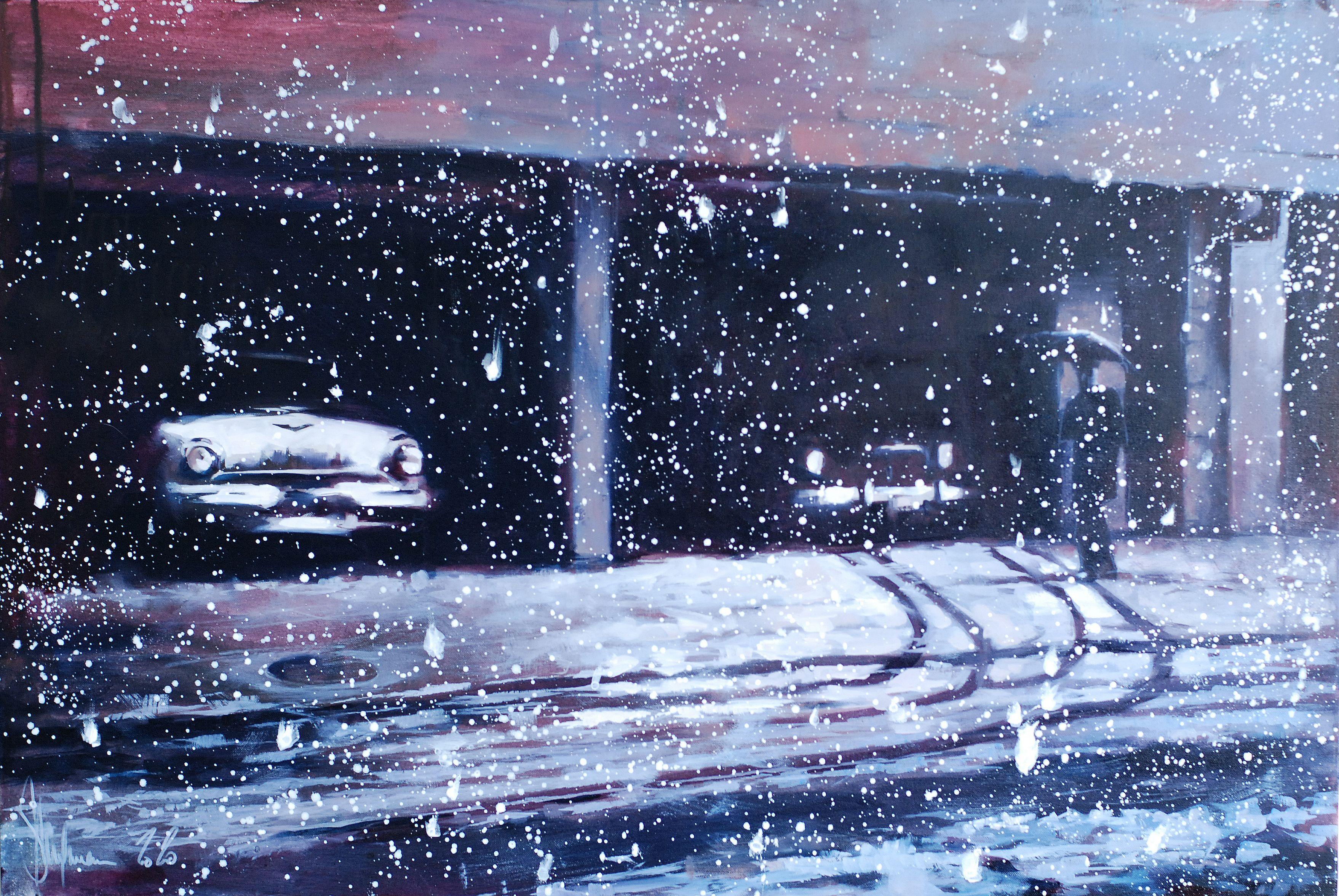 Schnee von Schneemann. NY 1959, Gemälde, Öl auf Leinwand – Painting von Igor Shulman