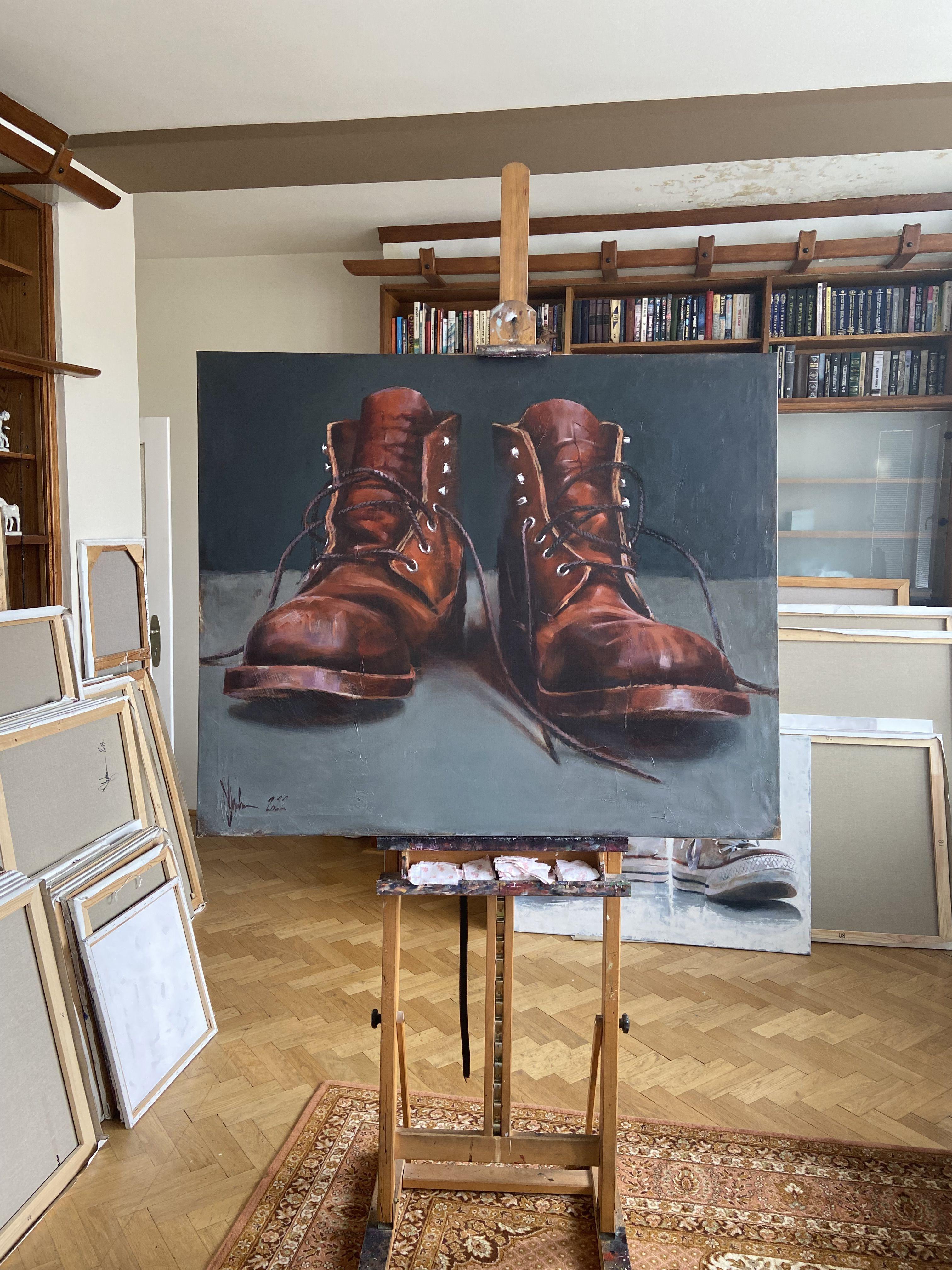 Just shoes., Painting, Oil on Canvas For Sale 1