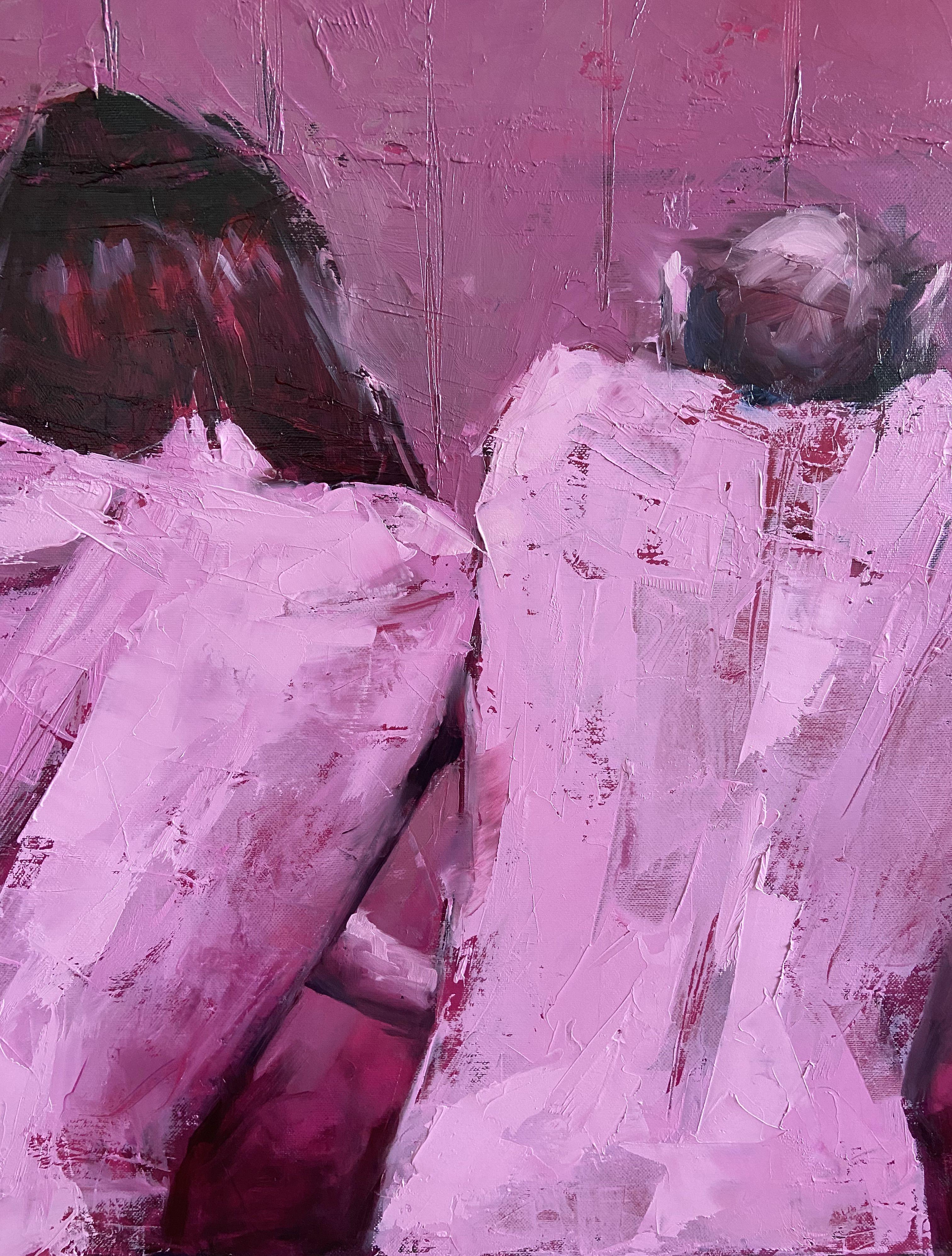 magenta sauna., Painting, Oil on Canvas For Sale 2