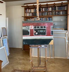 Non-smoking carriage., Painting, Oil on Canvas