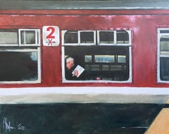 Non-smoking carriage., Painting, Oil on Canvas