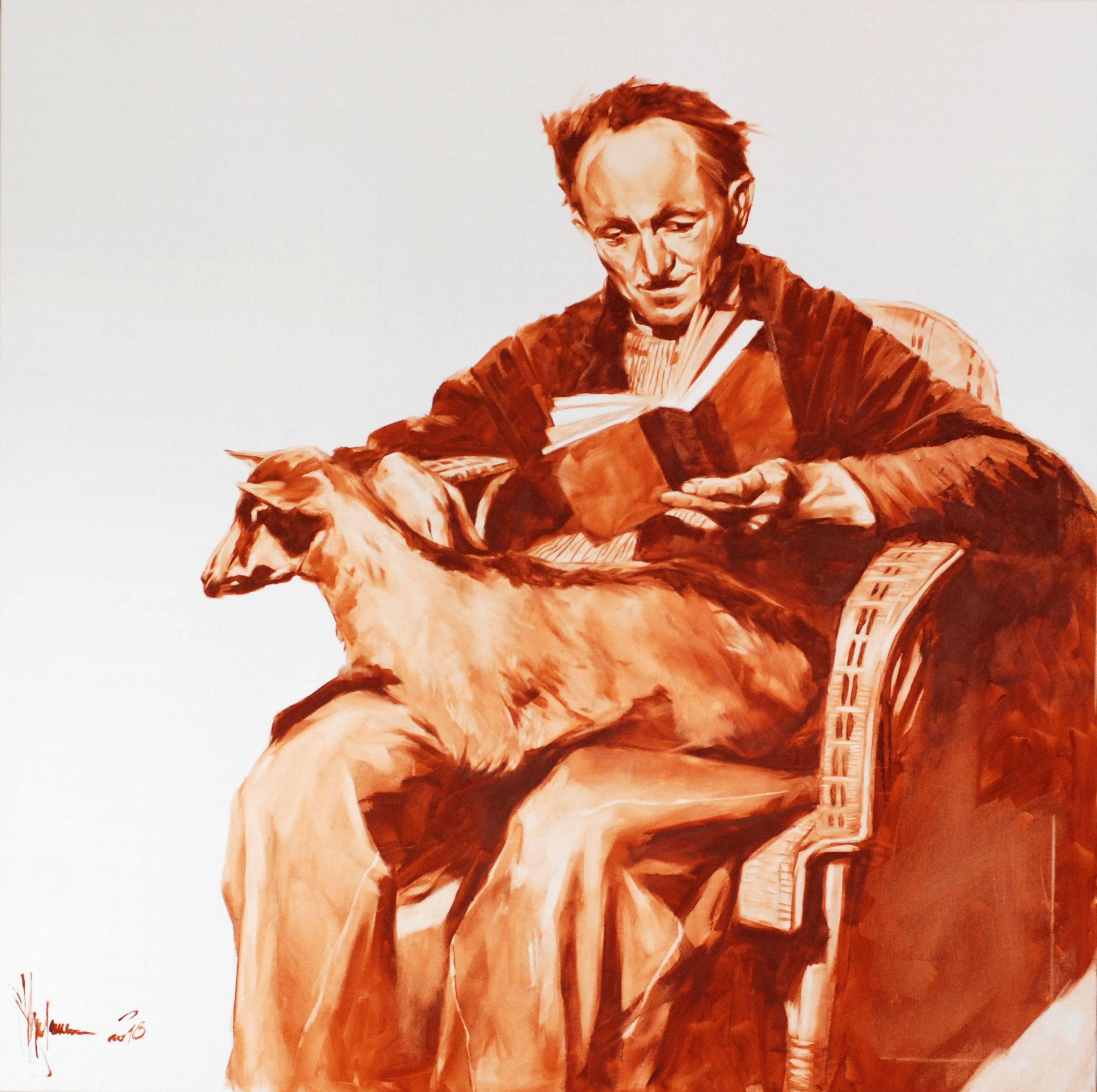 Vieux homme avec chèvre, peinture, huile sur toile - Painting de Igor Shulman