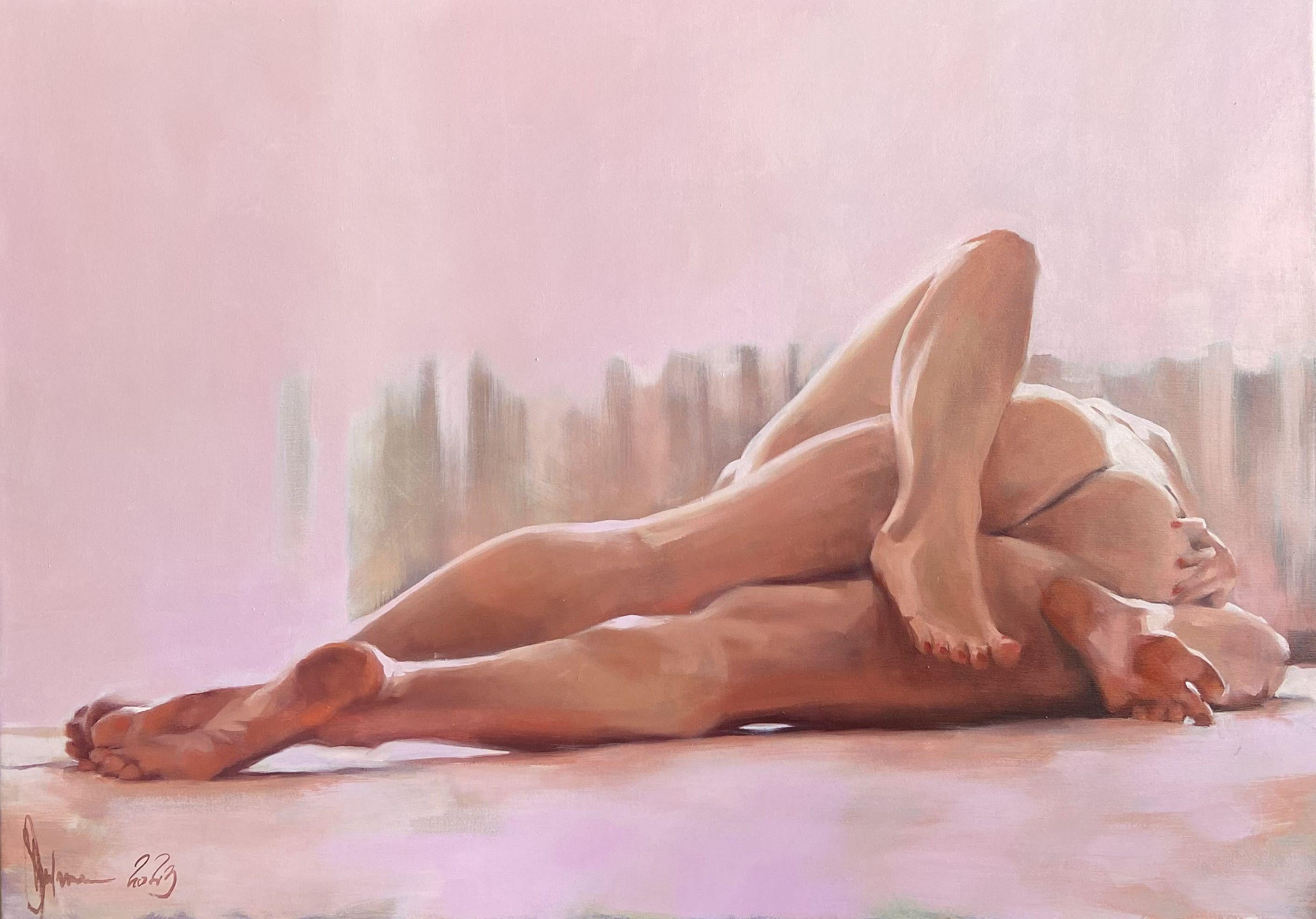 Rosa Morgen, Gemälde, Öl auf Leinwand – Painting von Igor Shulman
