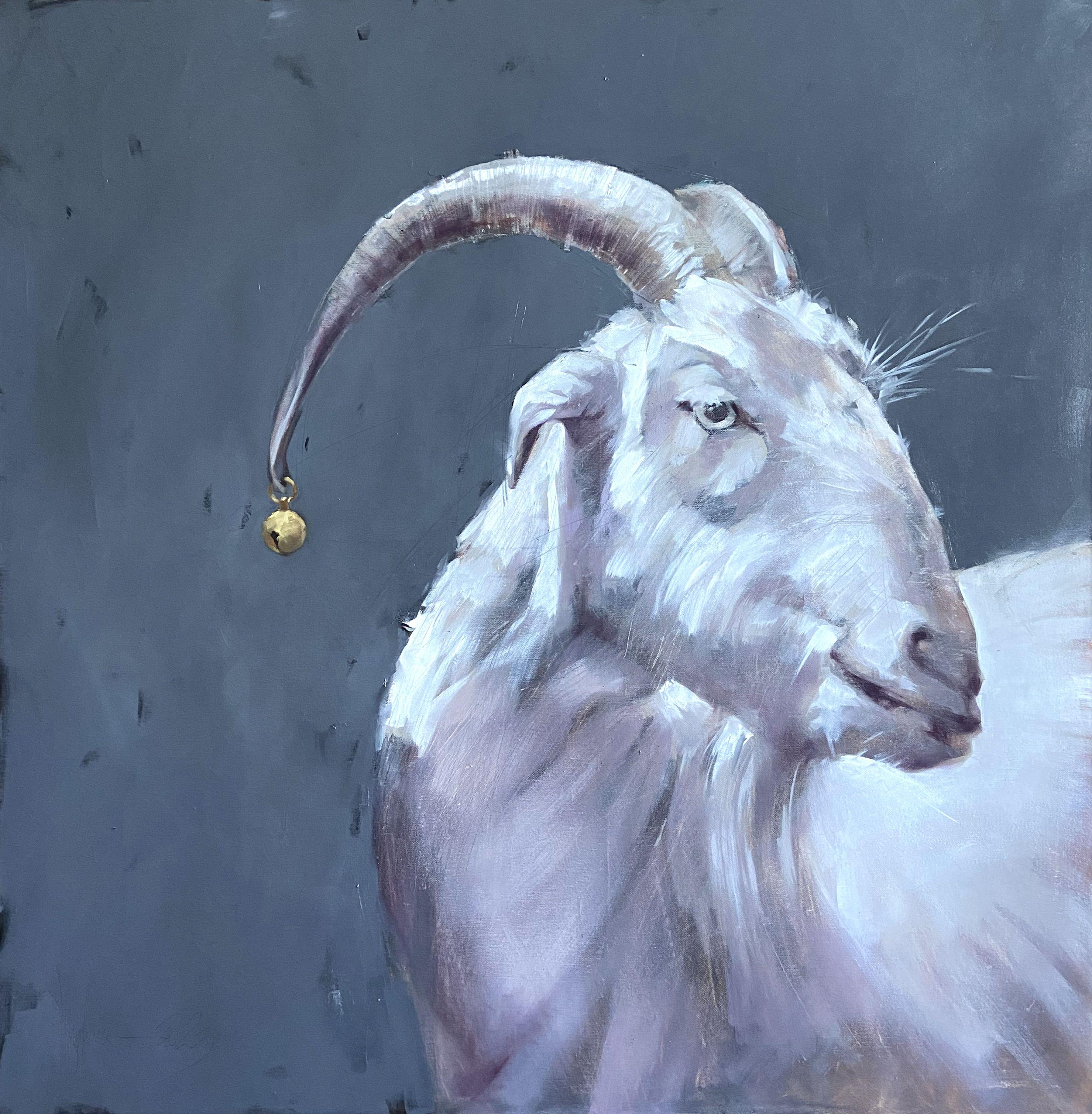 Retrato de una cabra con cascabel, Pintura, Óleo sobre lienzo - Painting de Igor Shulman