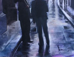 Prague. Rain., Painting, Oil on Canvas