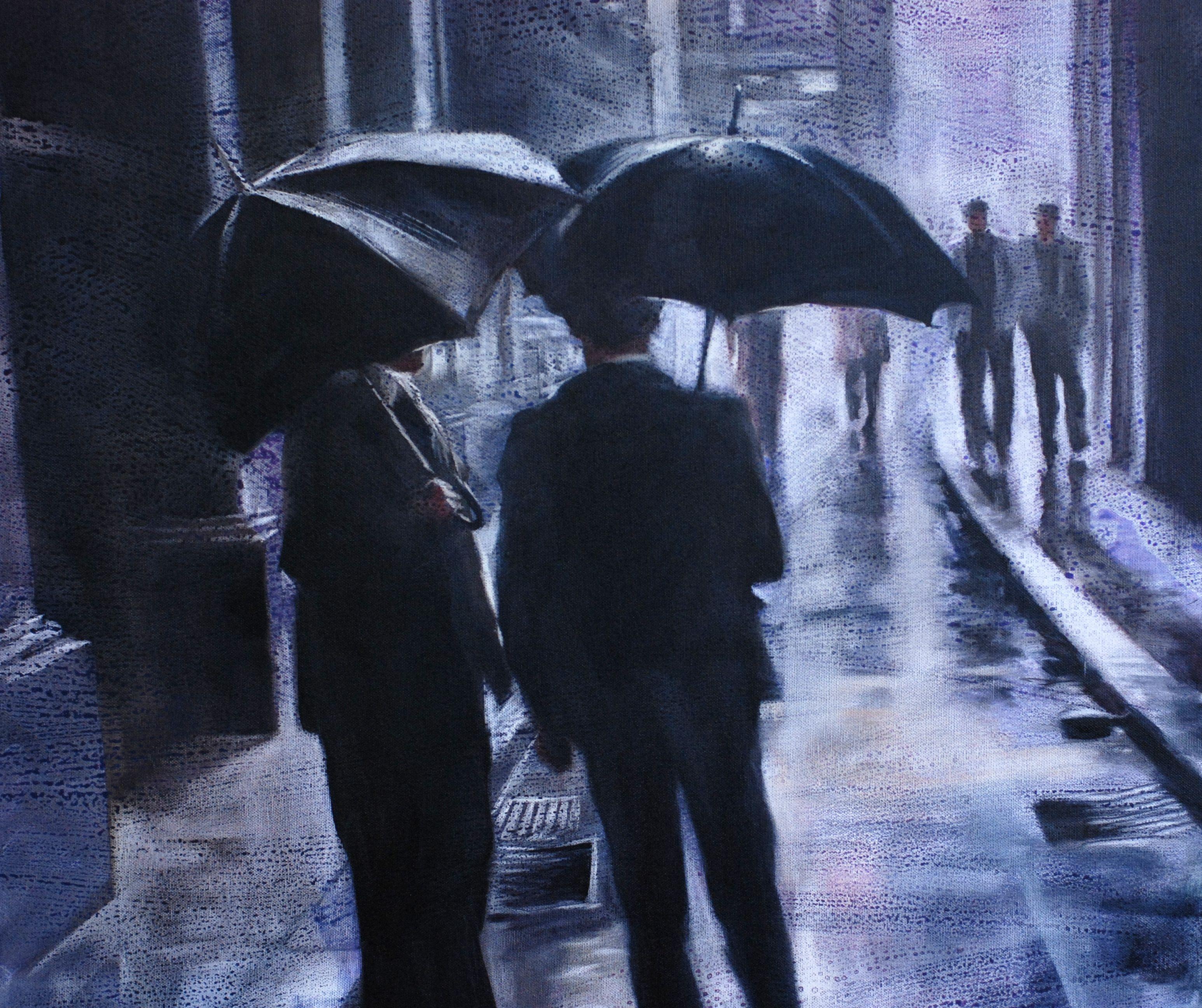 Prag. Rain., Gemälde, Öl auf Leinwand im Angebot 1