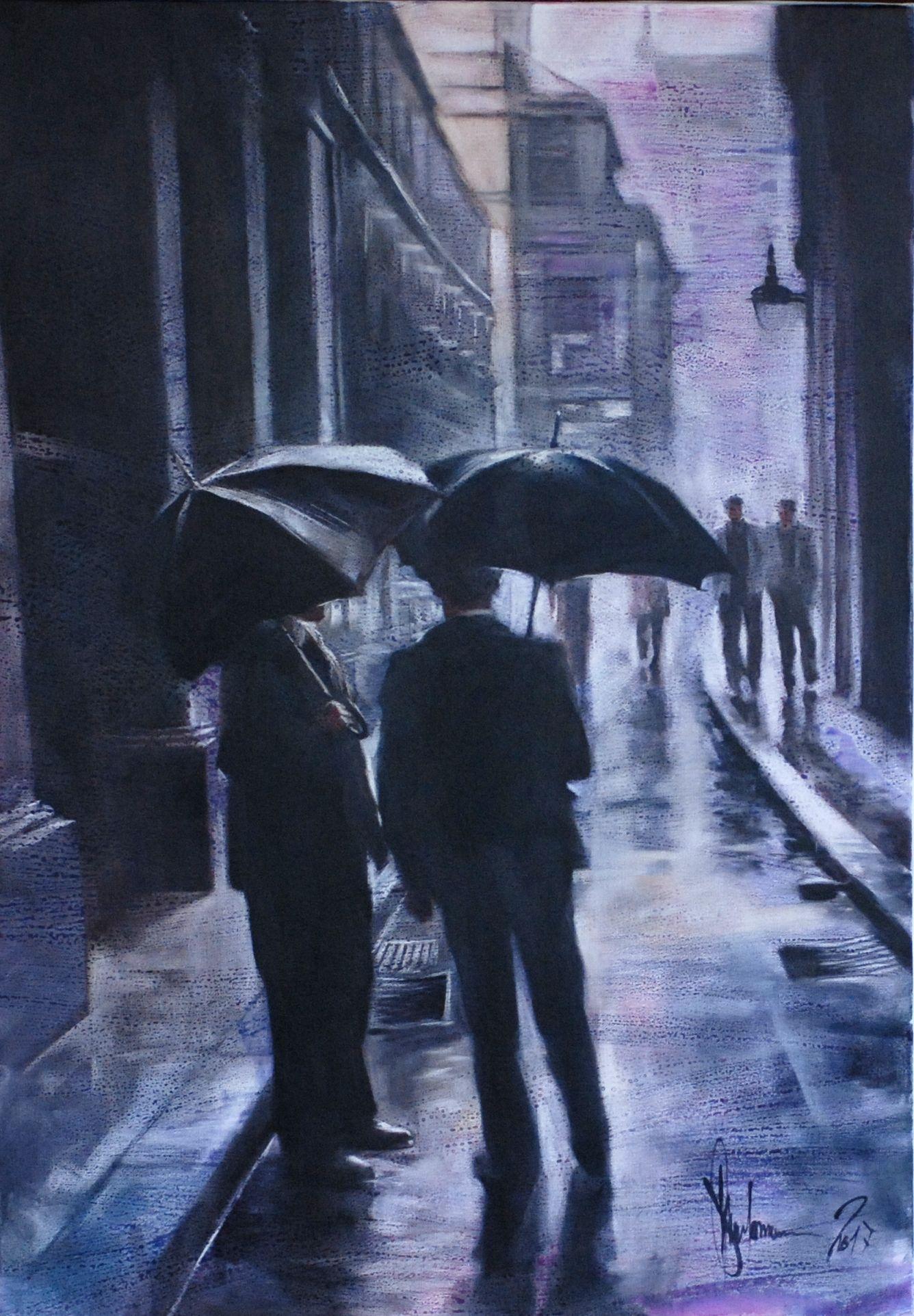 Prag. Rain., Gemälde, Öl auf Leinwand