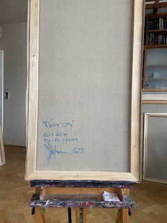 Rainy city., Painting, Oil on Canvas