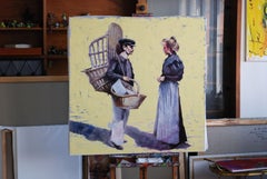 Seller baskets., Painting, Oil on Canvas