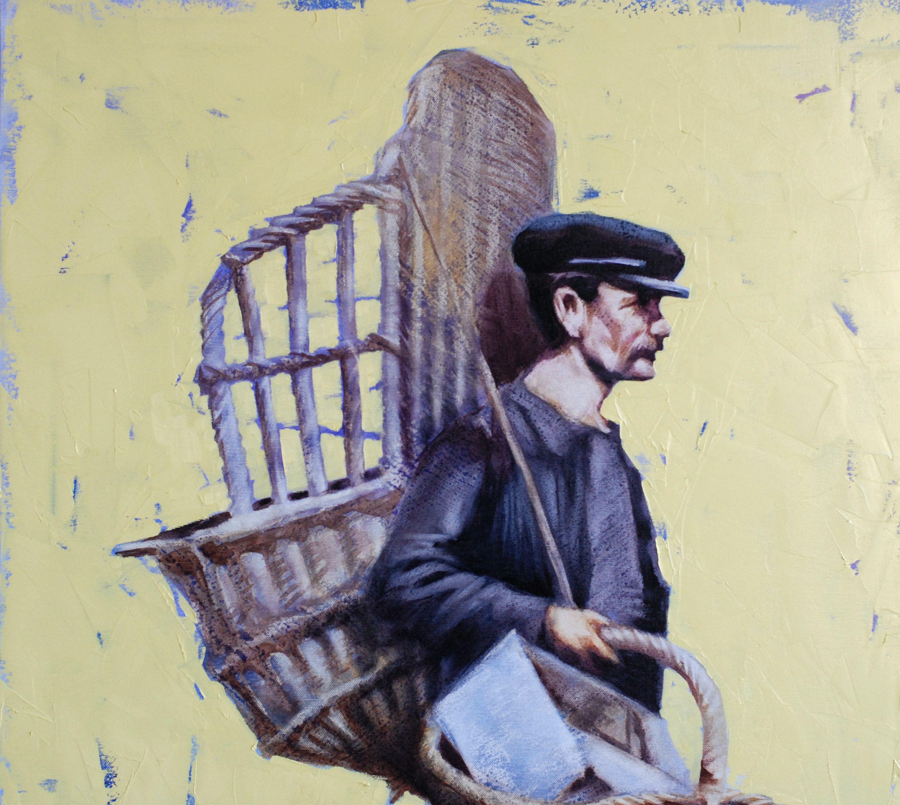 Seller baskets., Painting, Oil on Canvas For Sale 2