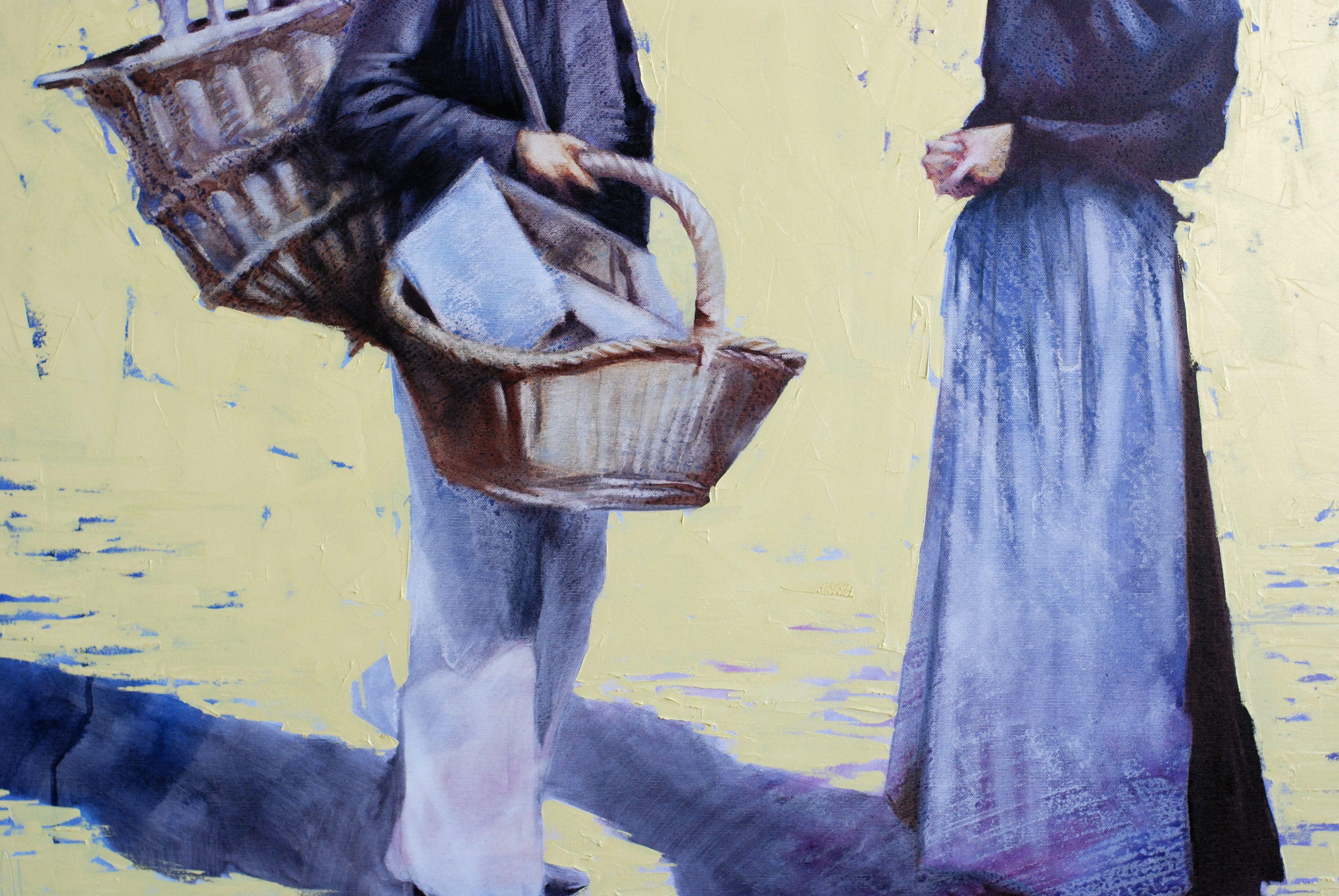 Seller baskets., Painting, Oil on Canvas For Sale 4