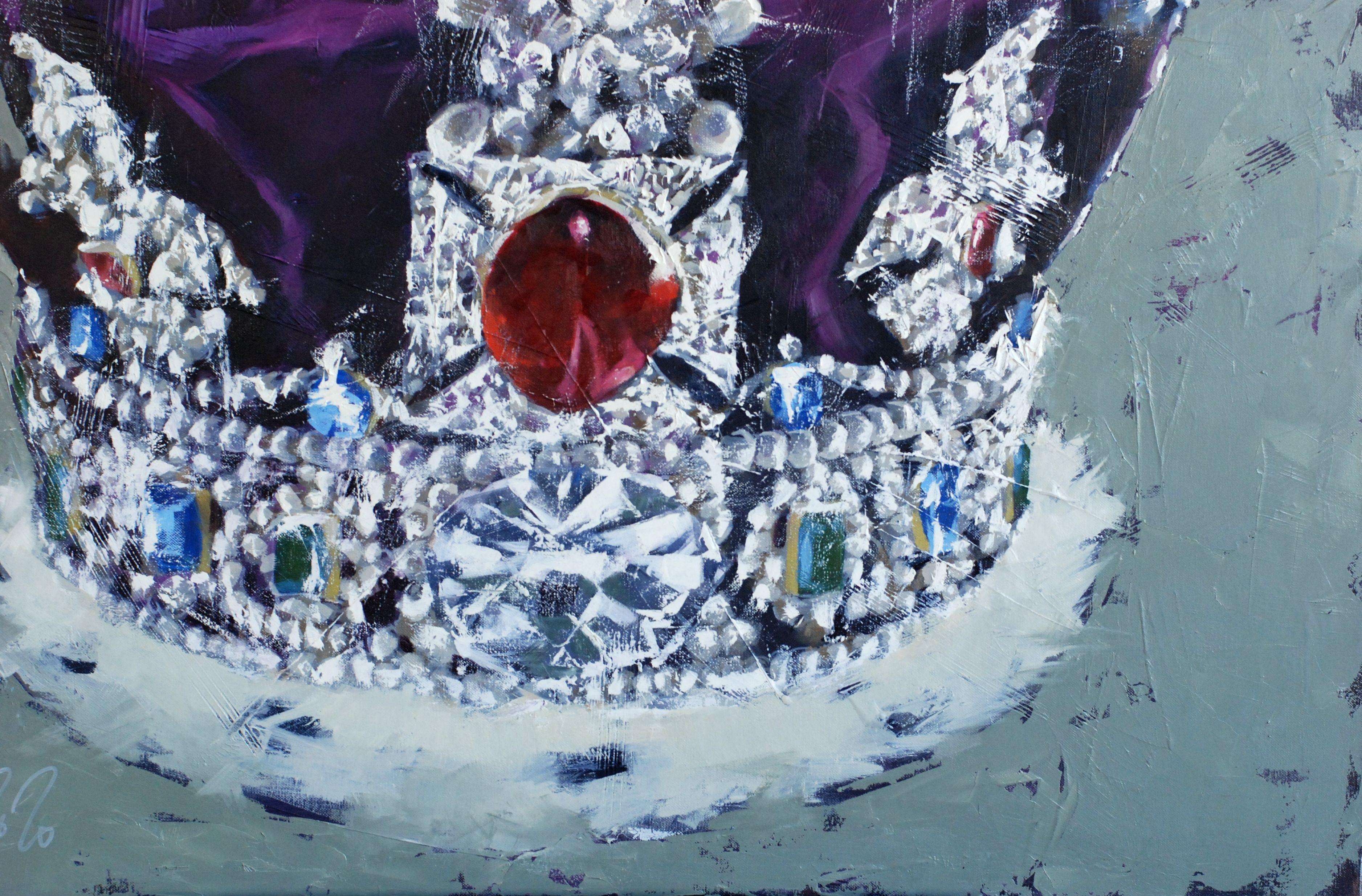 Simbolo dell'Inghilterra, Pittura, Olio su tela - Still-Life Painting Grigio di Igor Shulman