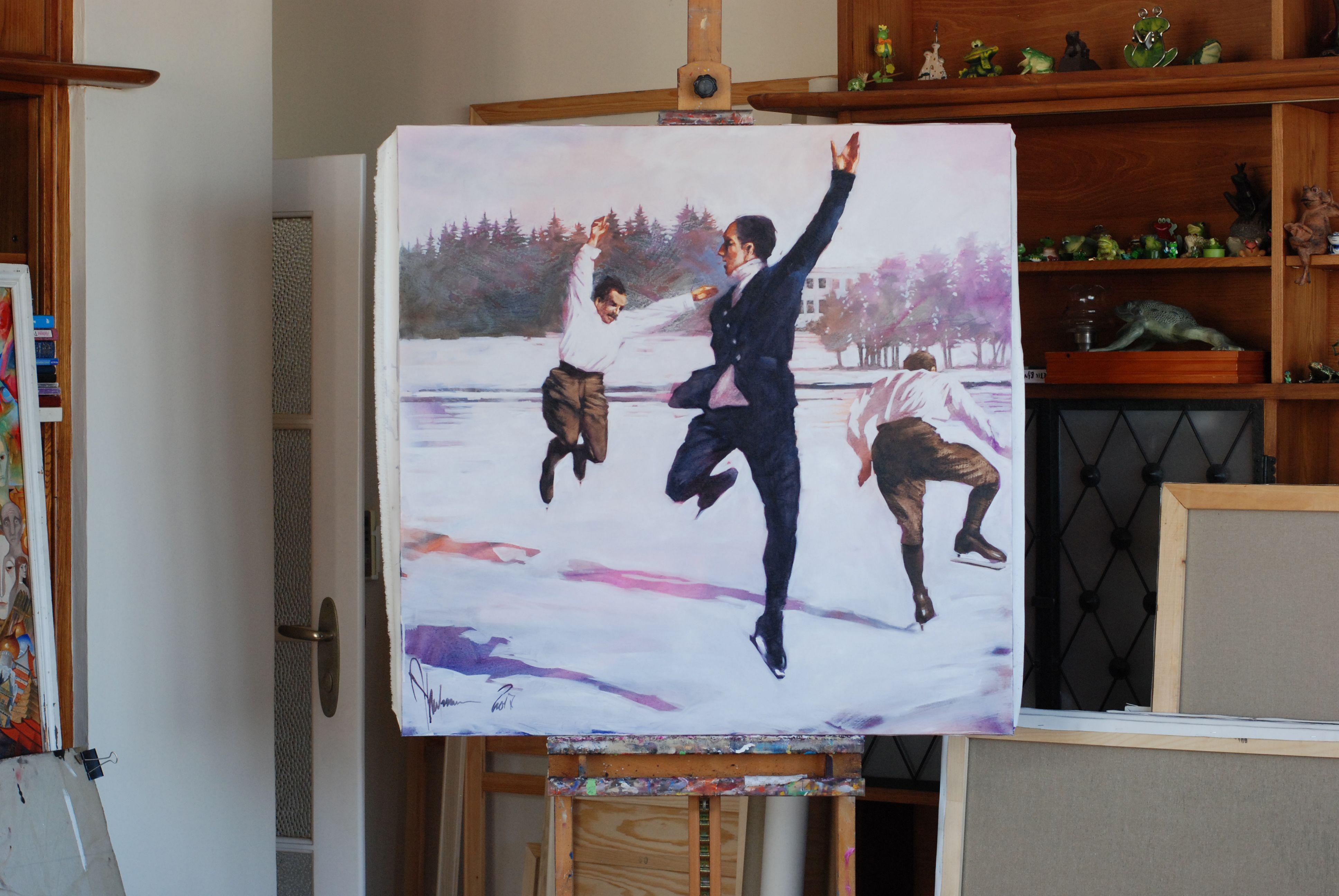 The General and his retinue., Painting, Oil on Glass 2