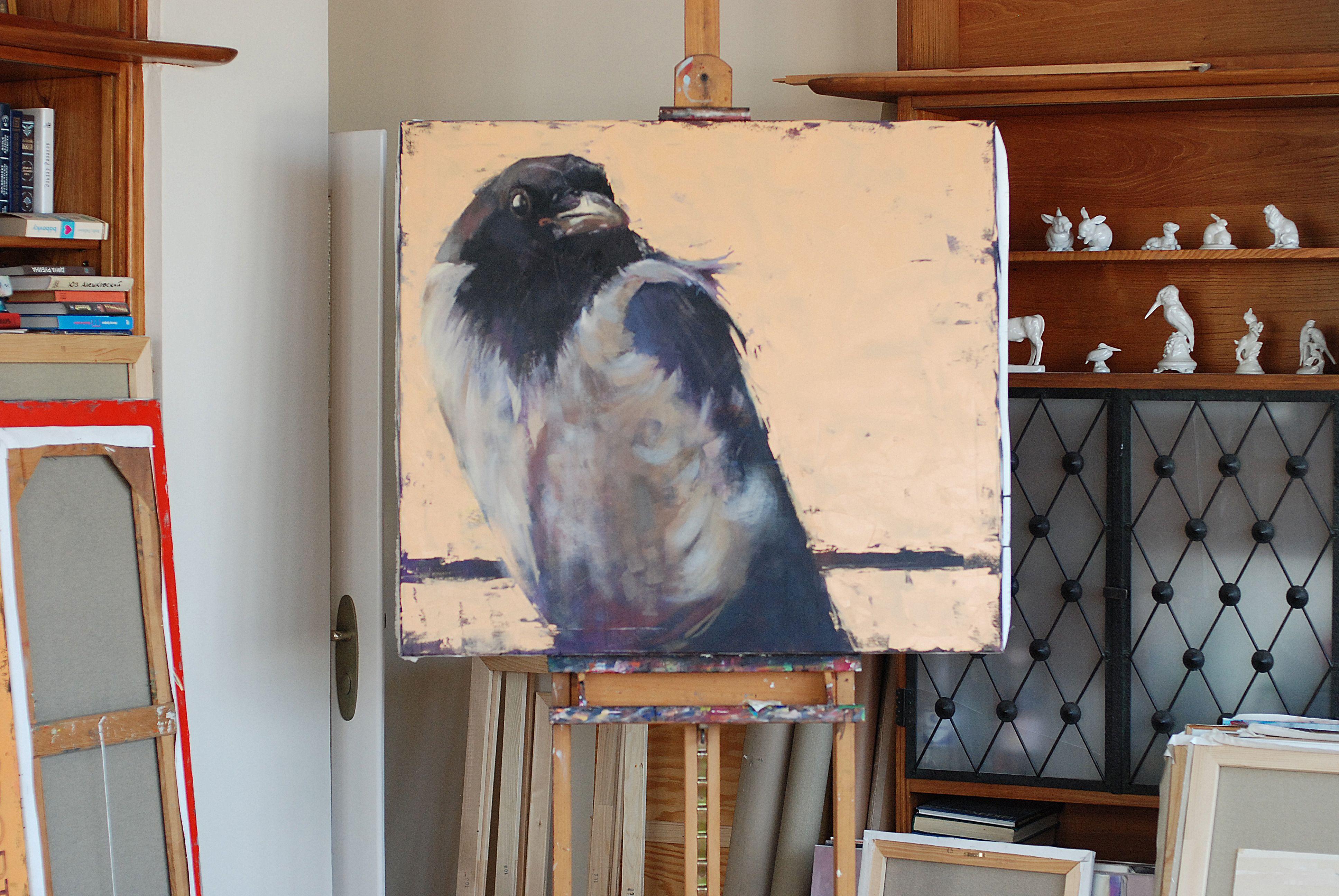 abstract crow painting