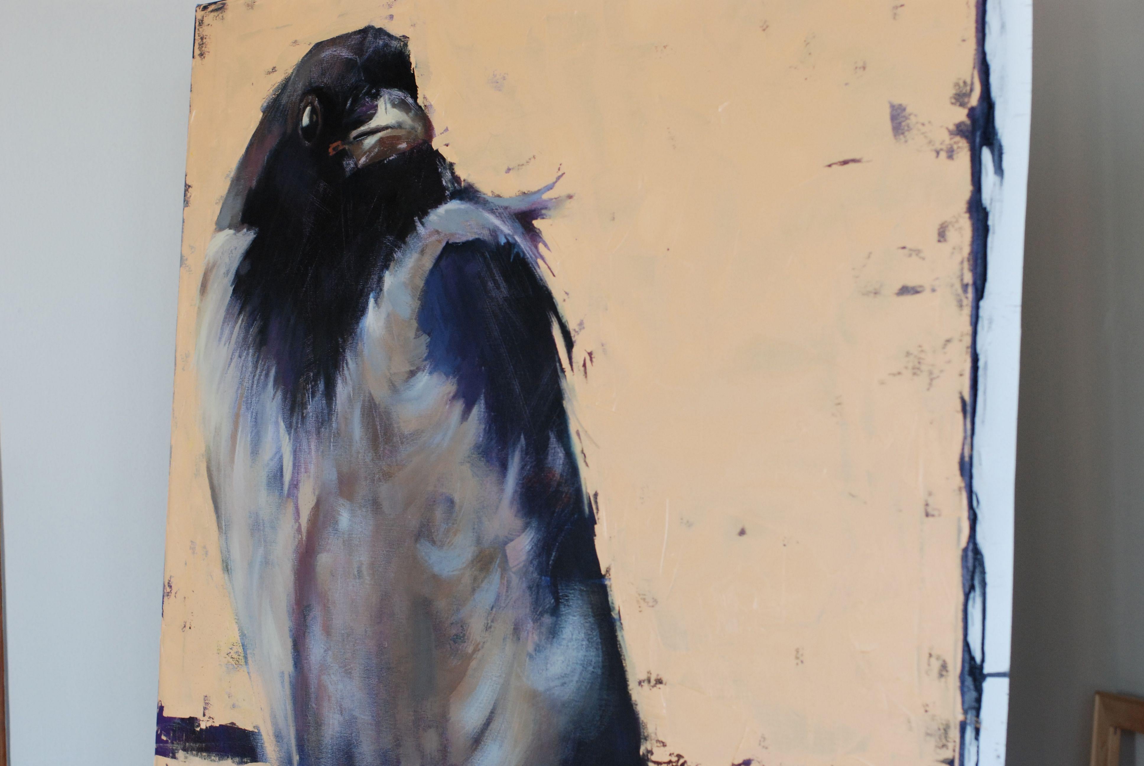 The world of birds. Crow Louise., Painting, Oil on Canvas 1