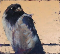 The world of birds. Crow Louise., Painting, Oil on Canvas