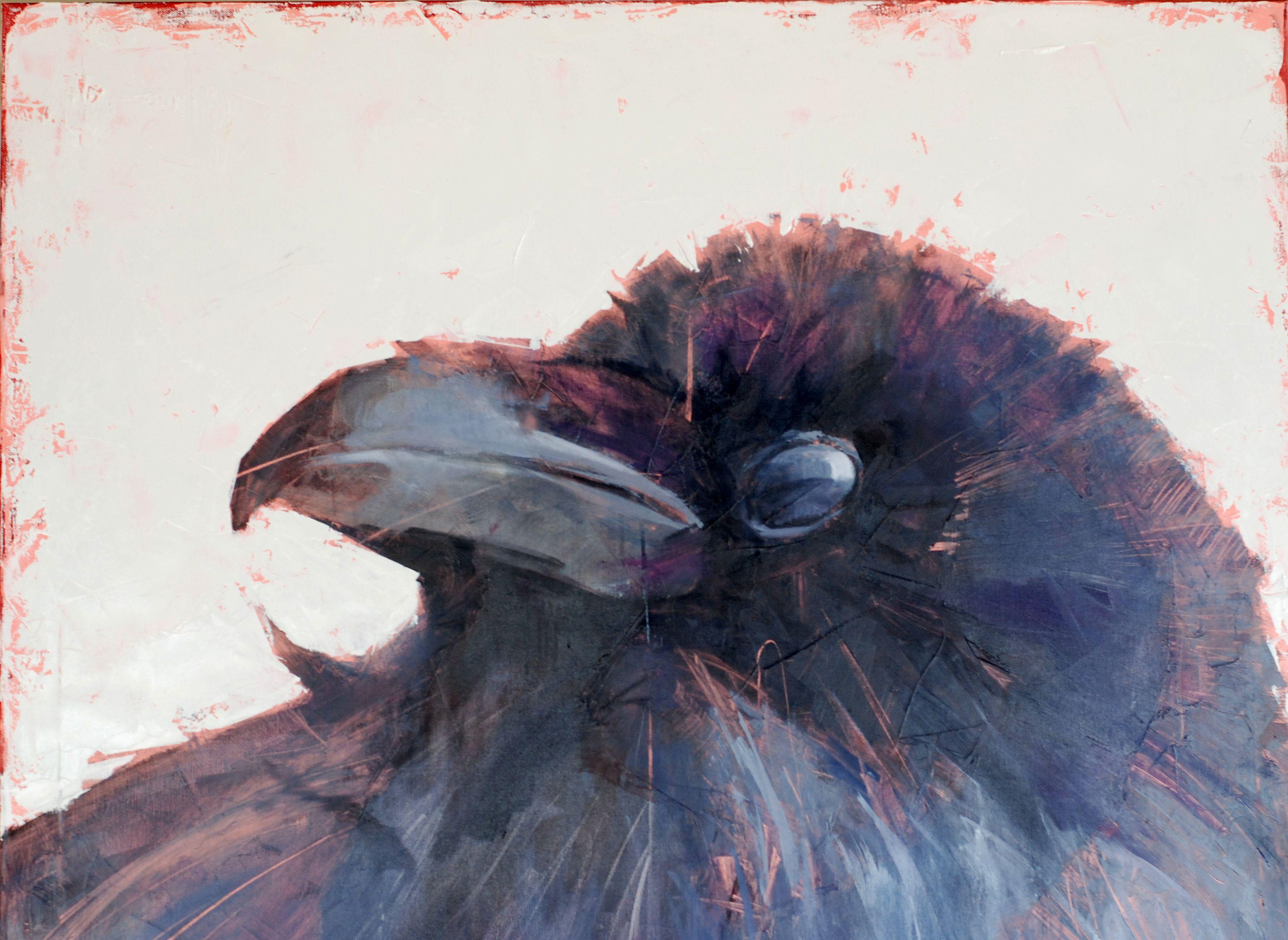 Die Welt der Vögel. Jackdaw Barbara, Gemälde, Öl auf Leinwand im Angebot 1