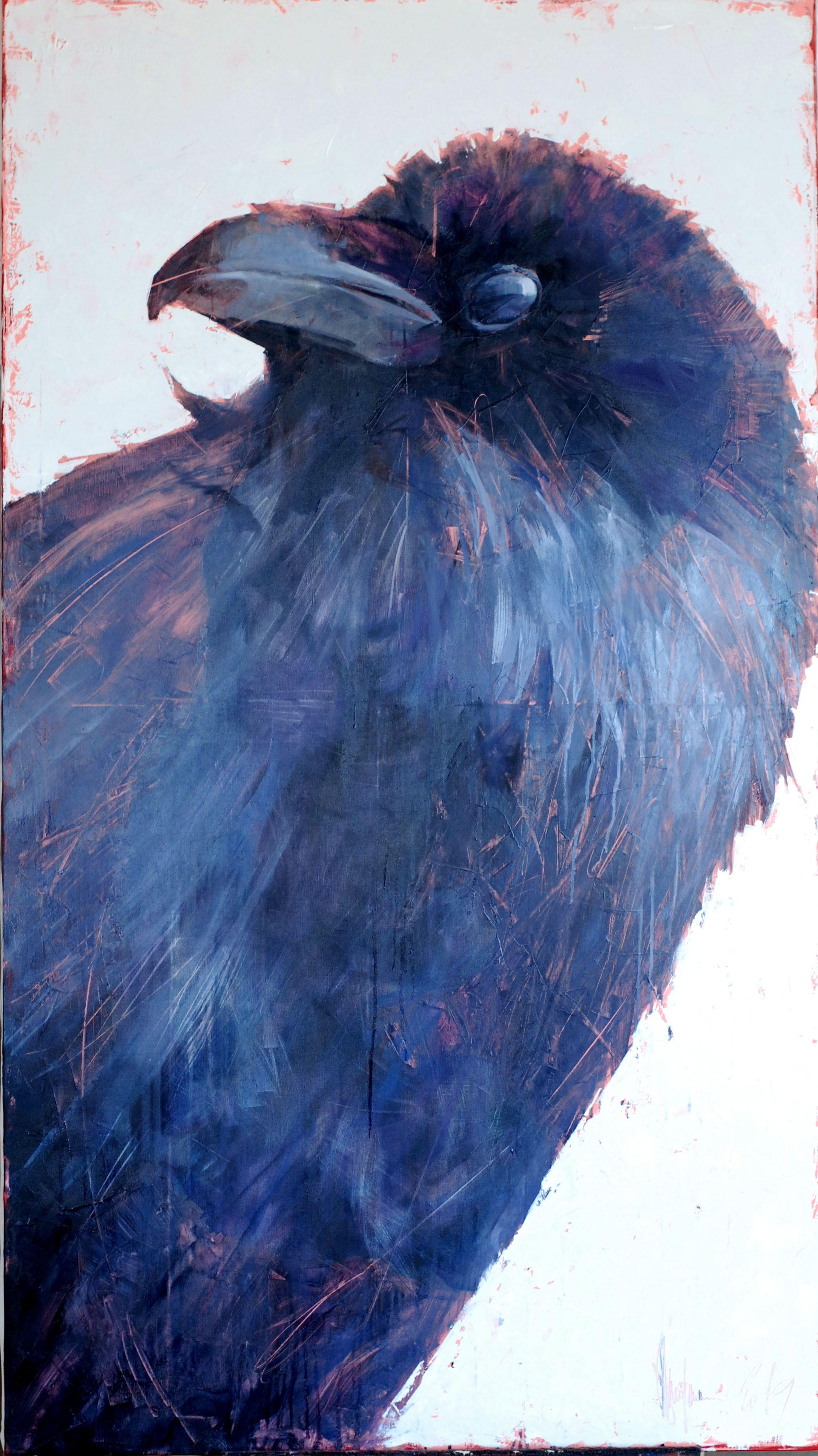 Die Welt der Vögel. Jackdaw Barbara, Gemälde, Öl auf Leinwand