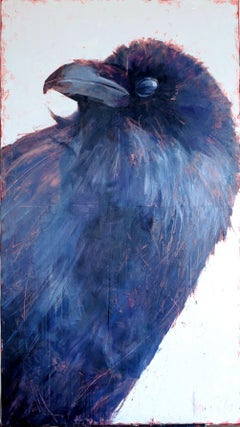 The world of birds. Jackdaw Barbara., Painting, Oil on Canvas