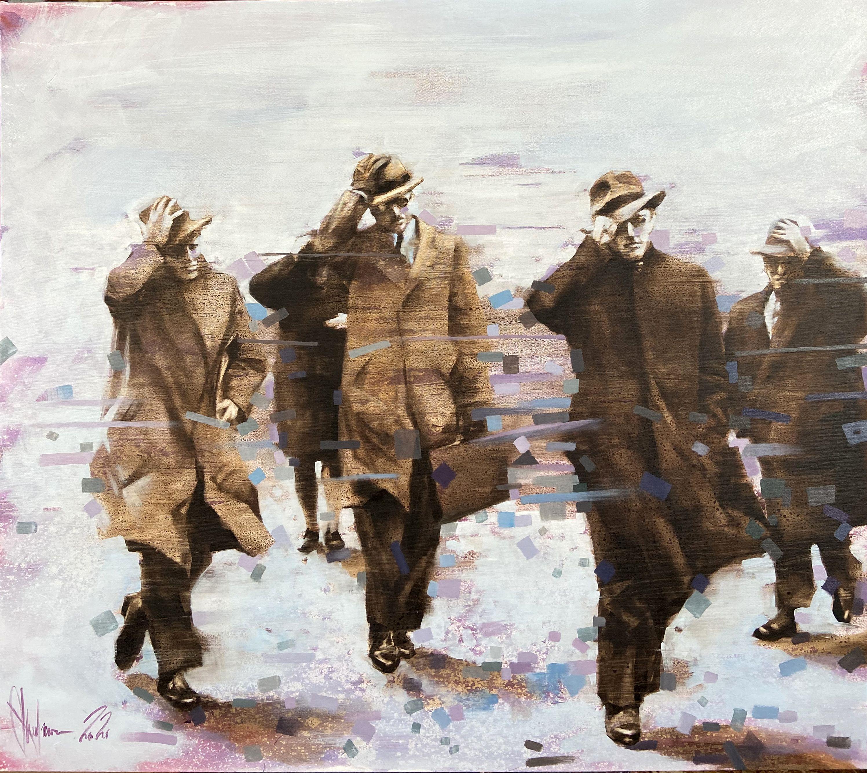 Wind in der Stadt. Retro-Version, Gemälde, Öl auf Leinwand – Painting von Igor Shulman