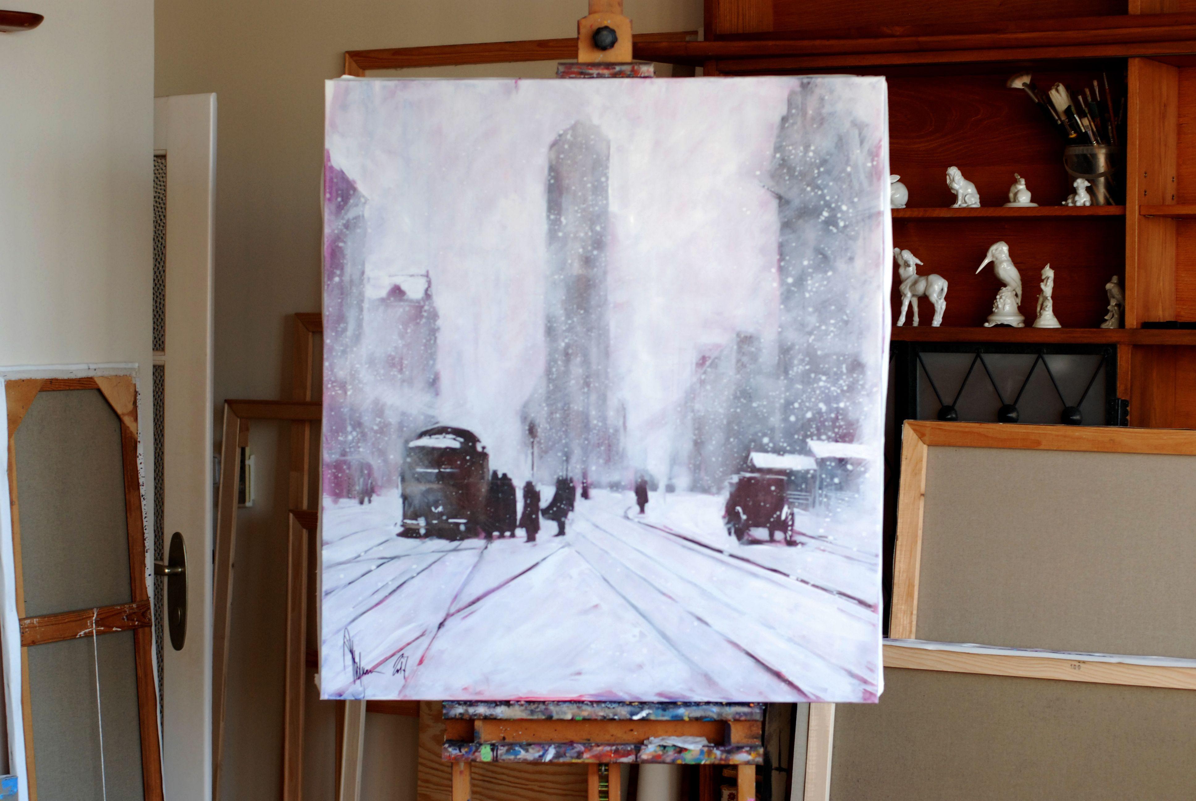 Winter. Retro., Painting, Oil on Canvas 1