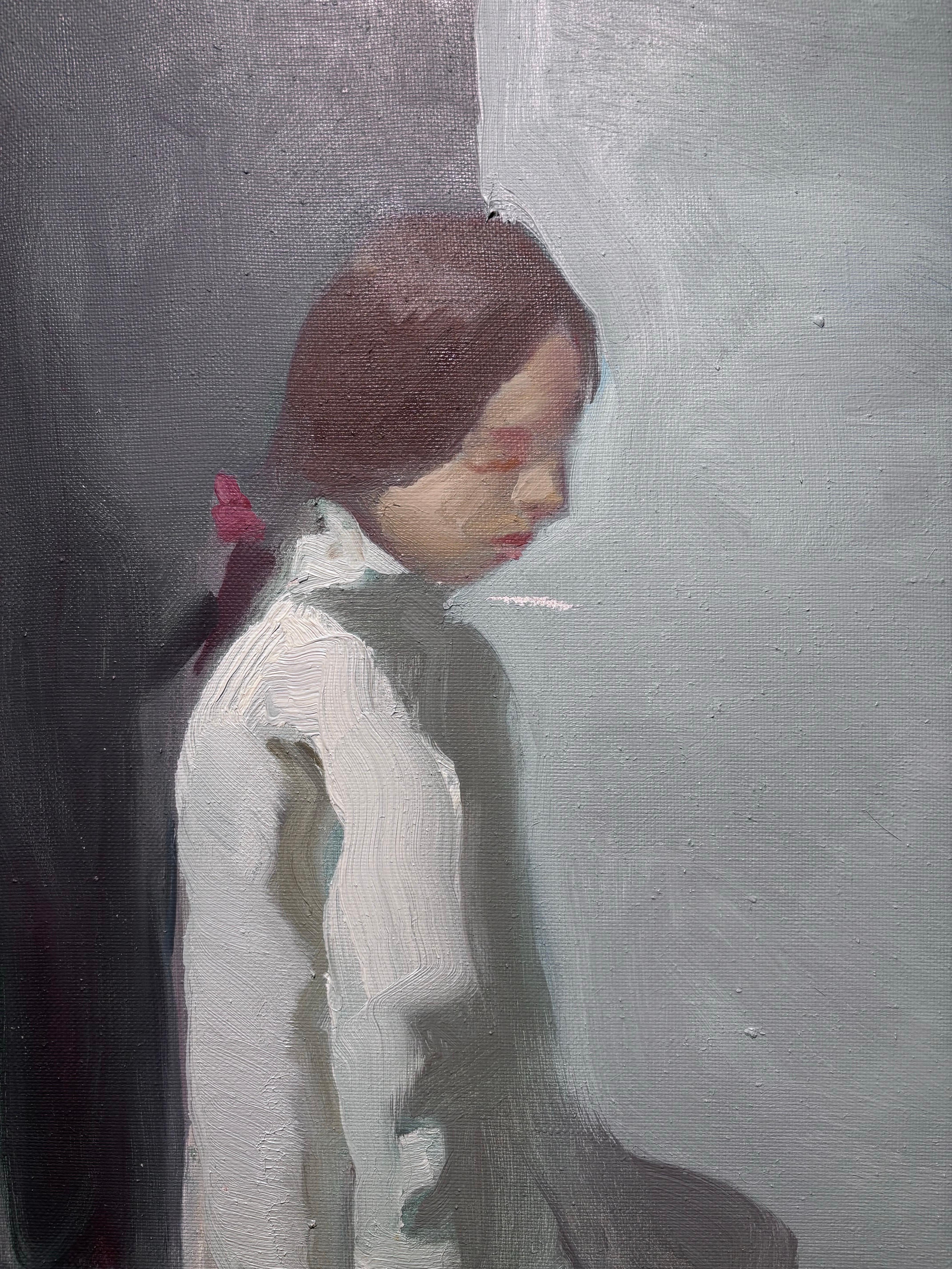 Interno con due figure ,realismo magico, l'artista cattura un momento magico tra madre e figlia che stanno per leggere un libro.
Colori chiari 
Igor  SMEKALOV  (Orenburg, 1965)

Formatosi, dopo gli studi tradizionali, a Pasmurovo, una località della