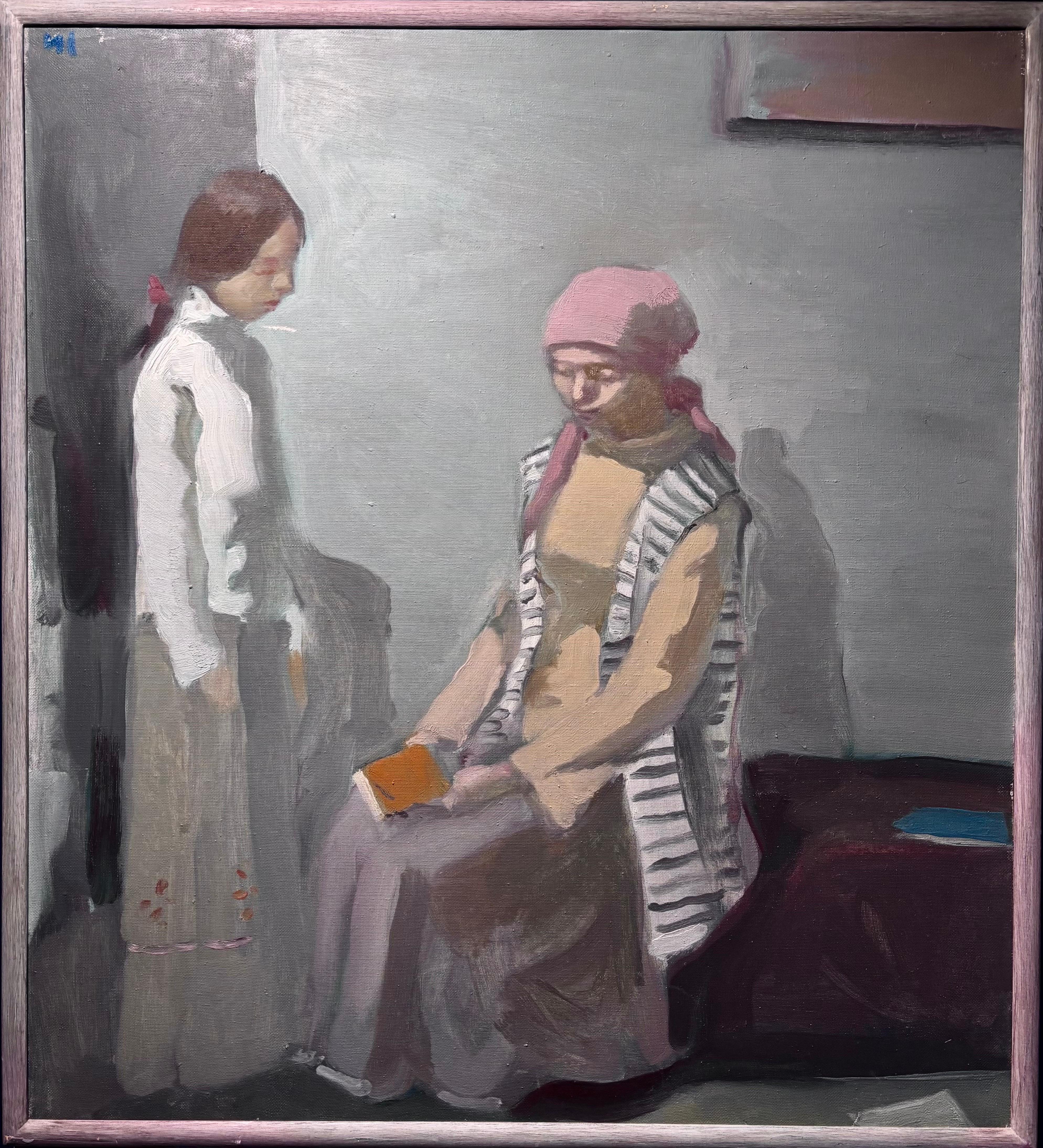 Igor SMEKALOV Figurative Painting – "itratto di donna e bambina" Olio su tela cm. 92 x 100     2009
