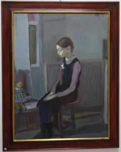 "Bambina con bambola " cm 60 x 80 Olio su tela