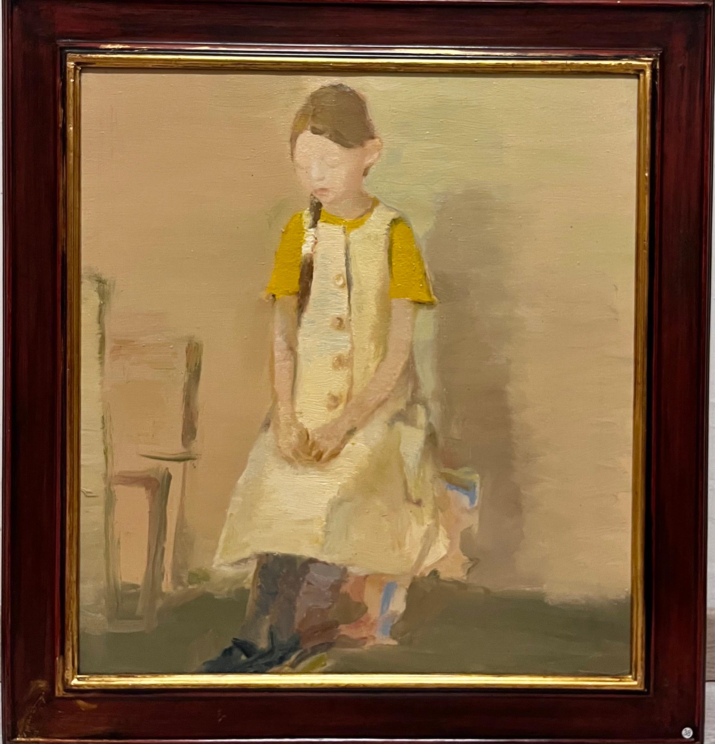 Igor SMEKALOV Portrait Painting - "Bambina in giallo "  Olio cm. 55 x 60  2007