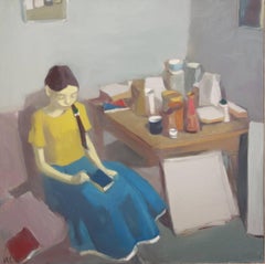 "Intérieur avec personnage et nature morte"