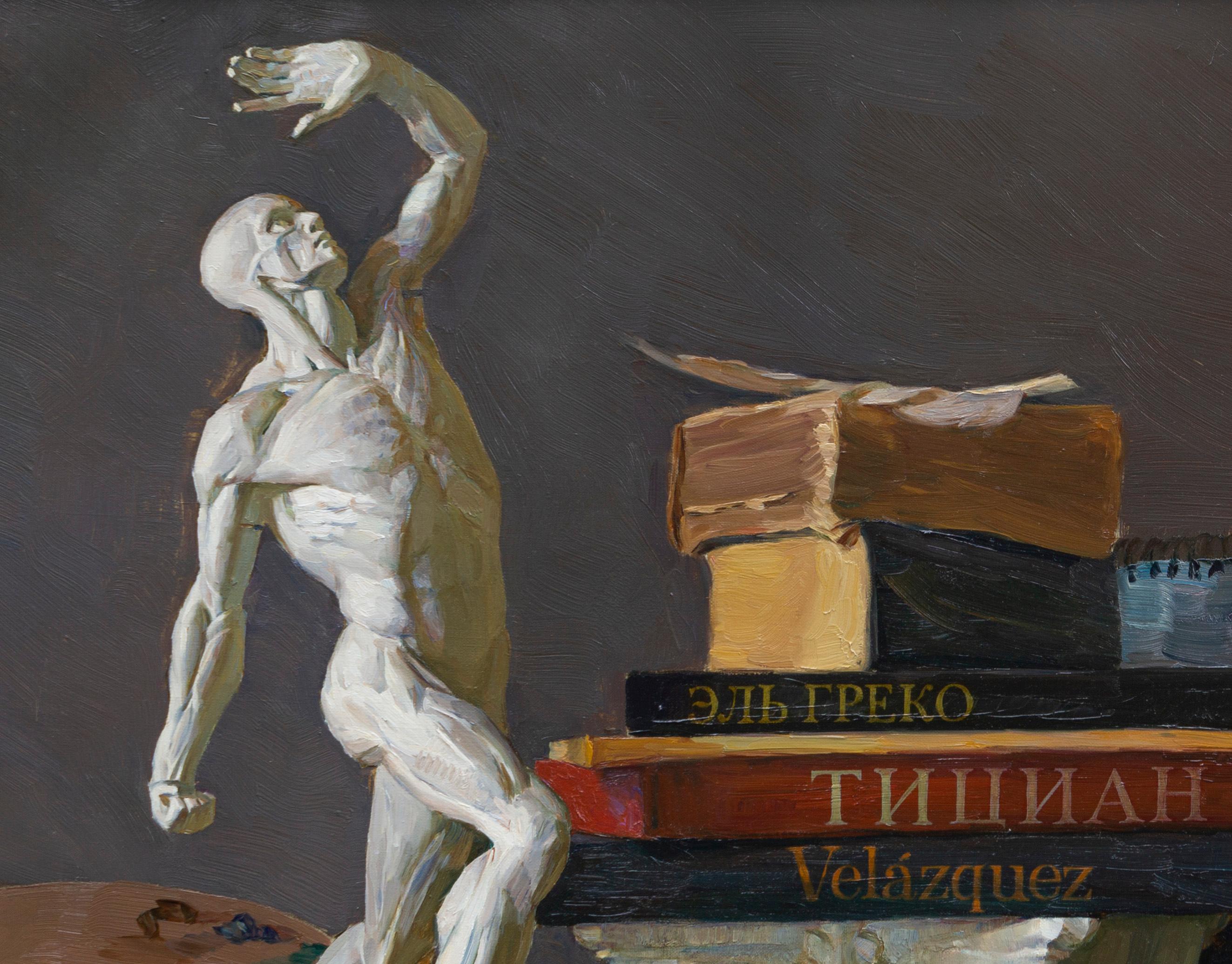 Akademie, Ölgemälde-Stillleben von Igor Sventitski im Angebot 2