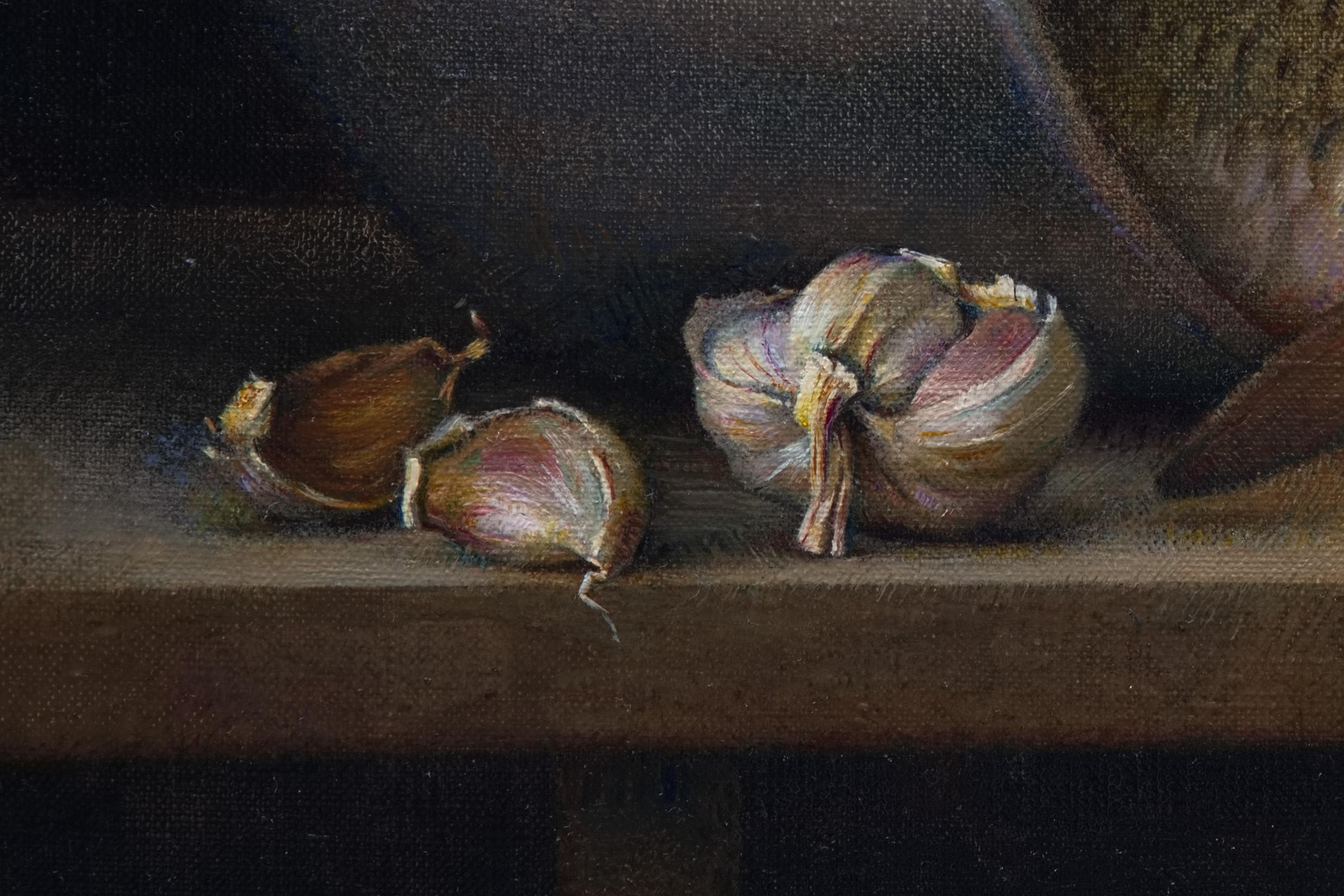 Fish with garlic - Painting by Igor Sventitski