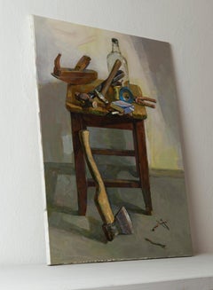 En un lugar nuevo, Bodegón contemporáneo con óleo The Axe de Igor Sventitski